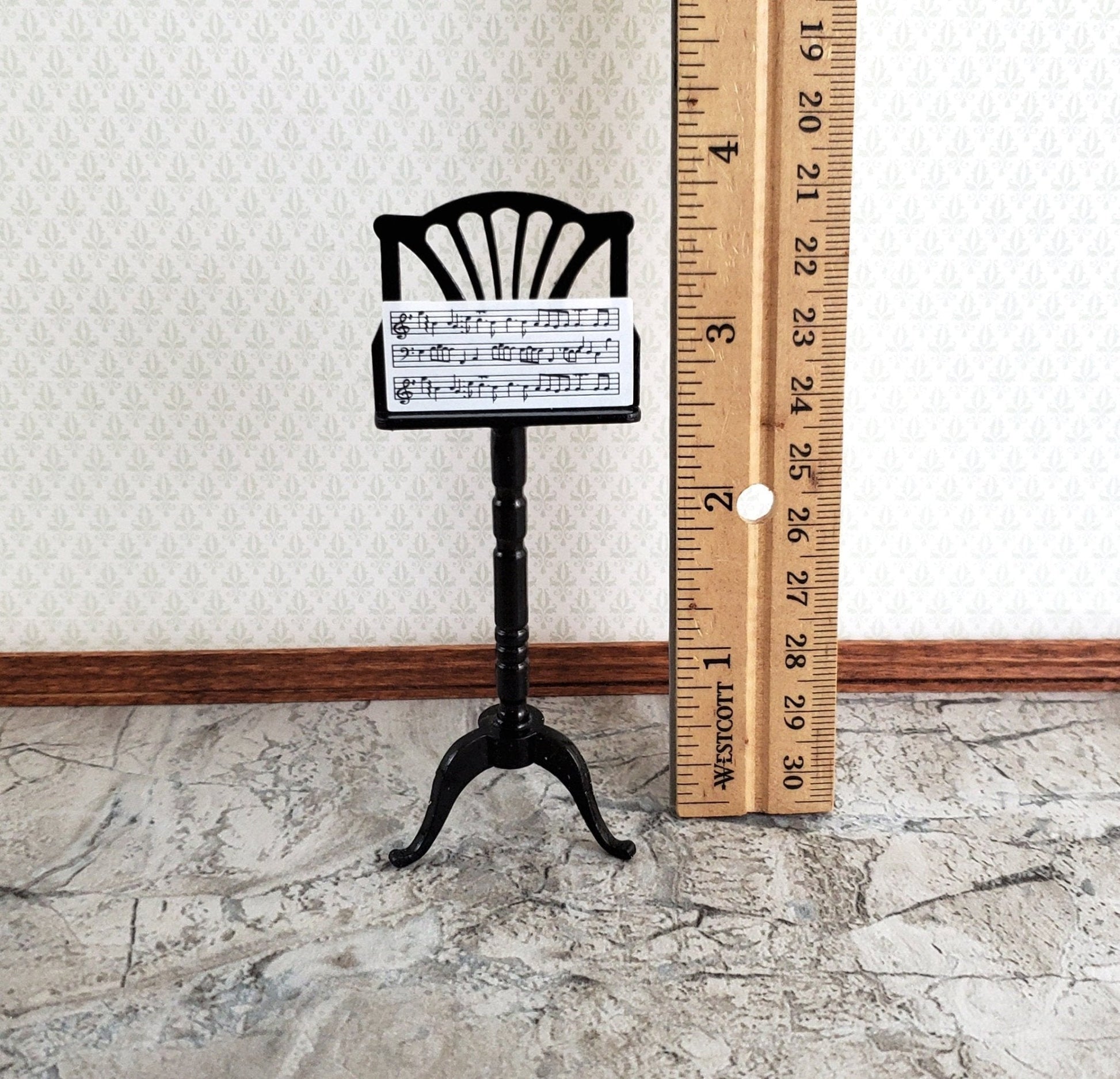 Dollhouse Sheet Music Stand Black Wood 1:12 Scale Miniature - Miniature Crush