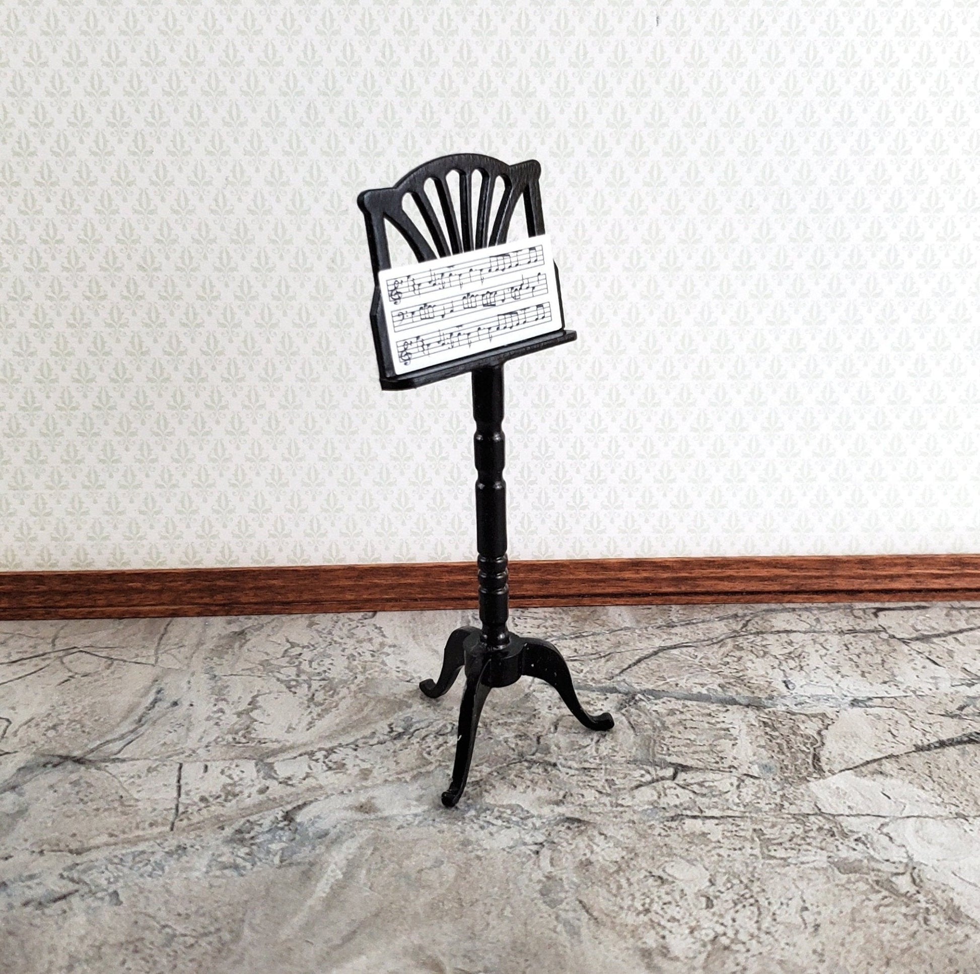 Dollhouse Sheet Music Stand Black Wood 1:12 Scale Miniature - Miniature Crush