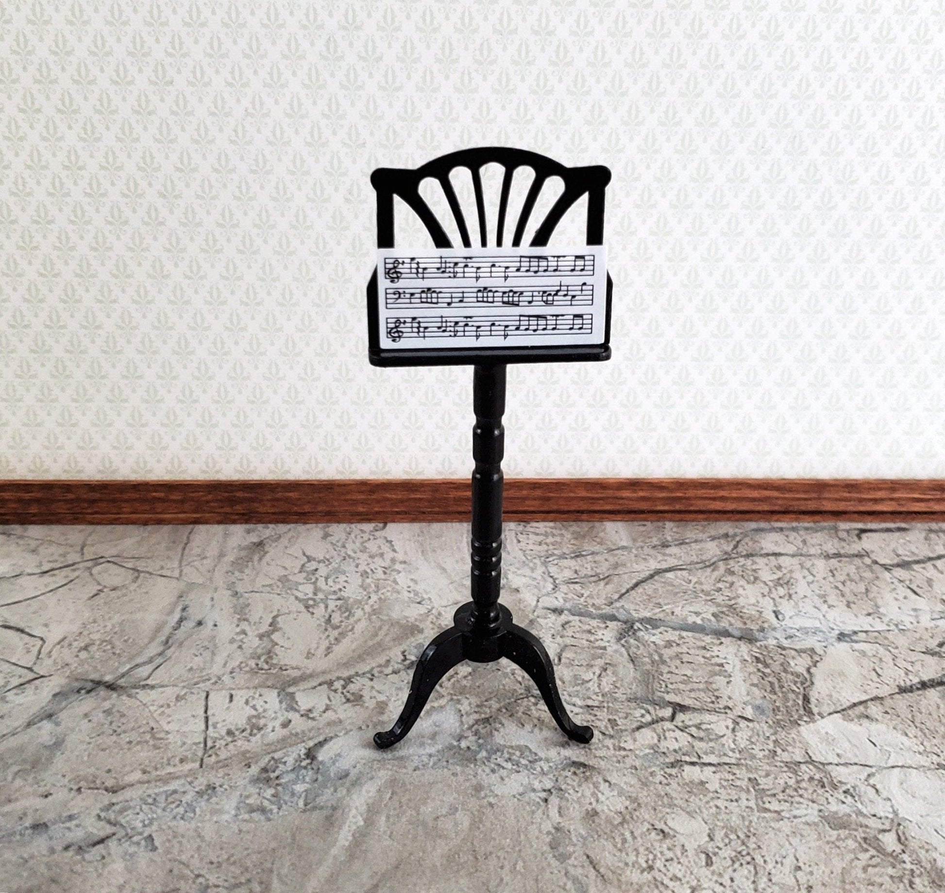 Dollhouse Sheet Music Stand Black Wood 1:12 Scale Miniature - Miniature Crush