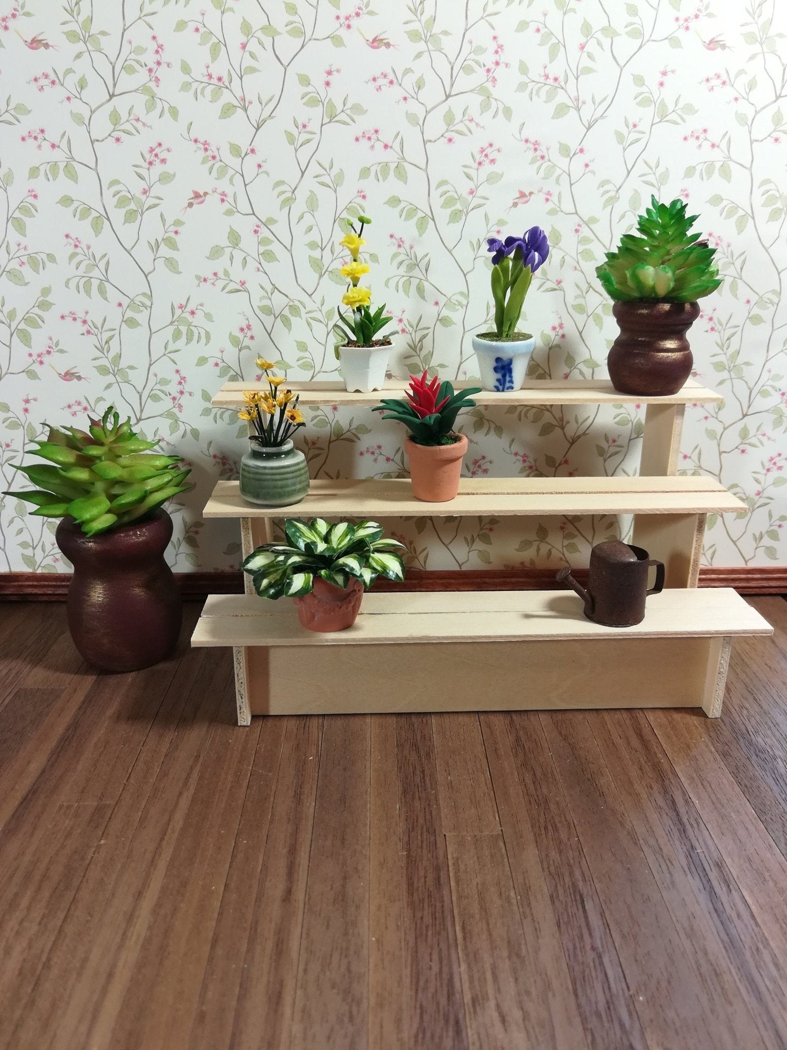 Dollhouse Shelves for Shop or Garden Unpainted Wood 1:12 Scale Miniature - Miniature Crush