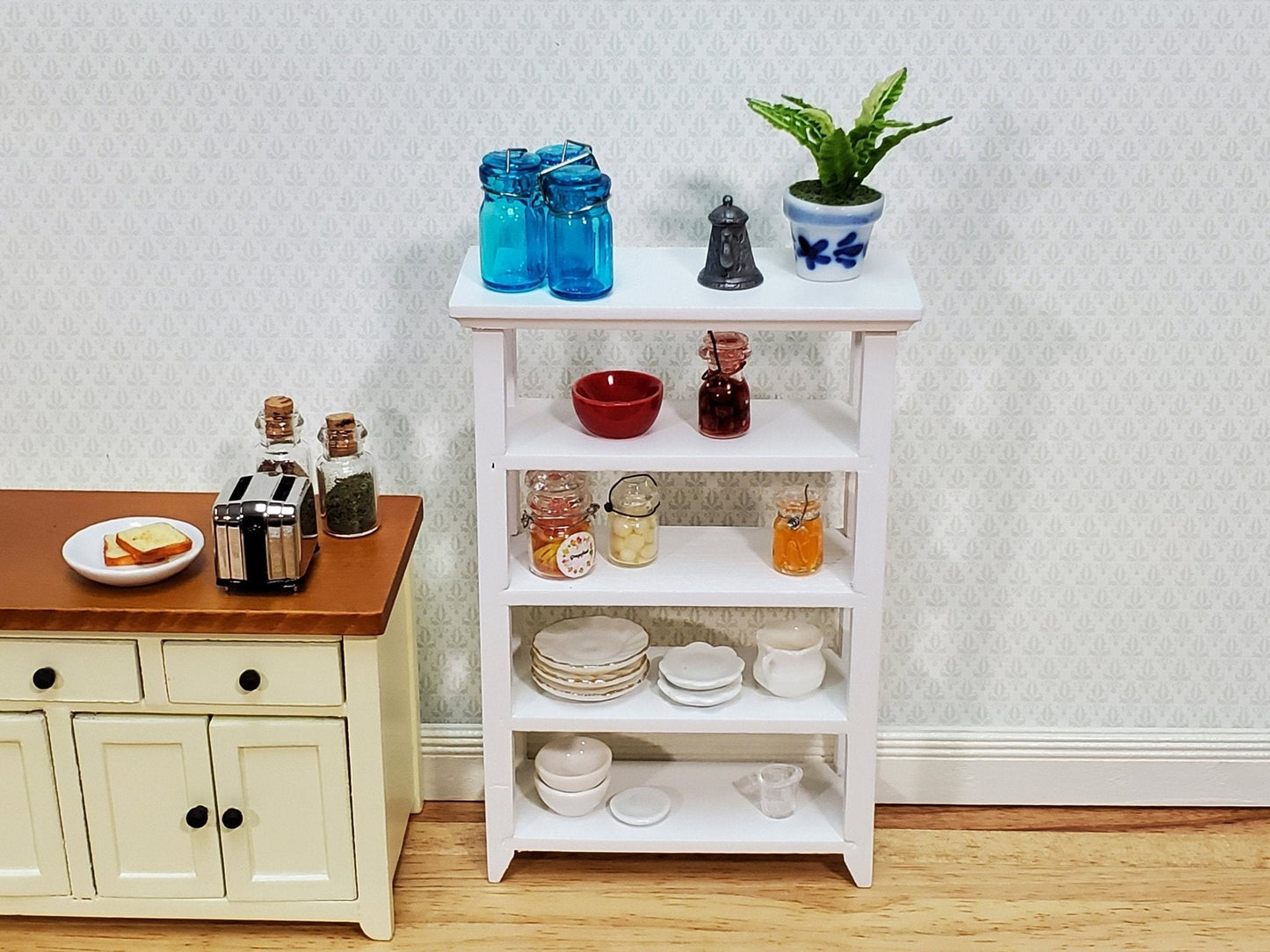 Dollhouse Shelves White Standing Open Back 1:12 Scale Furniture Bookshelf - Miniature Crush