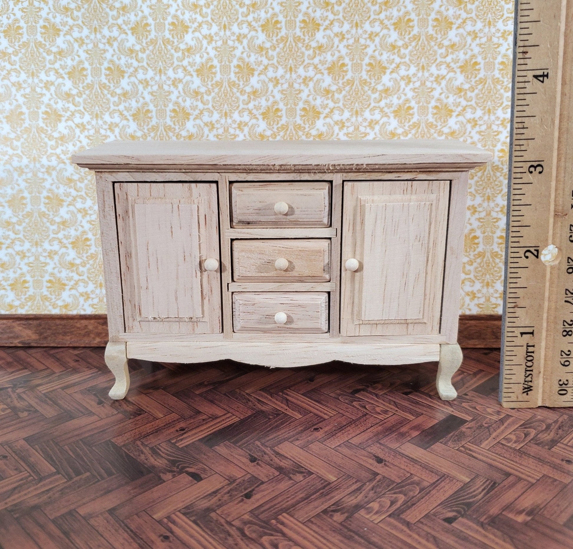Dollhouse Side Board Buffet Dresser Unpainted 1:12 Scale Miniature Furniture - Miniature Crush