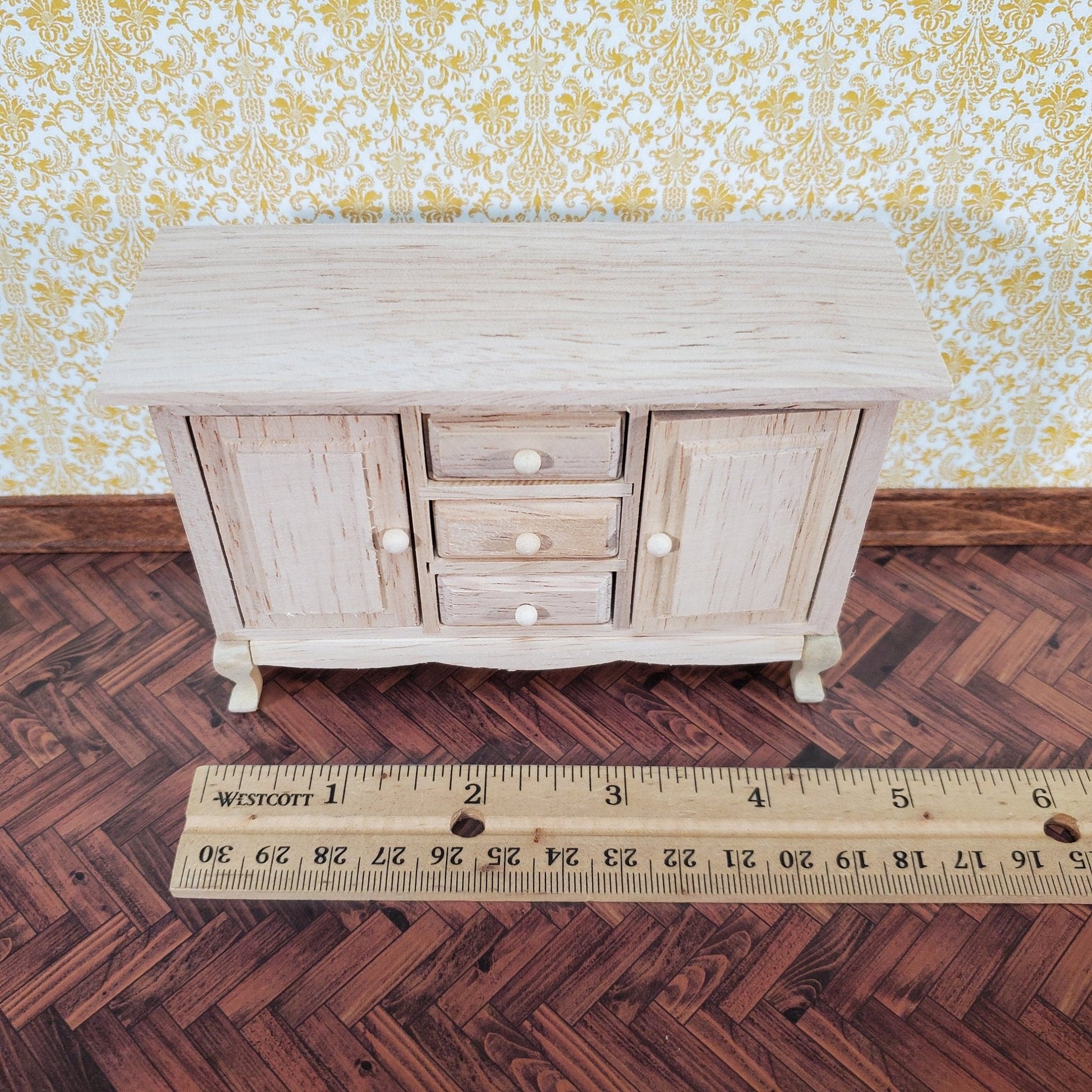 Dollhouse Side Board Buffet Dresser Unpainted 1:12 Scale Miniature Furniture - Miniature Crush