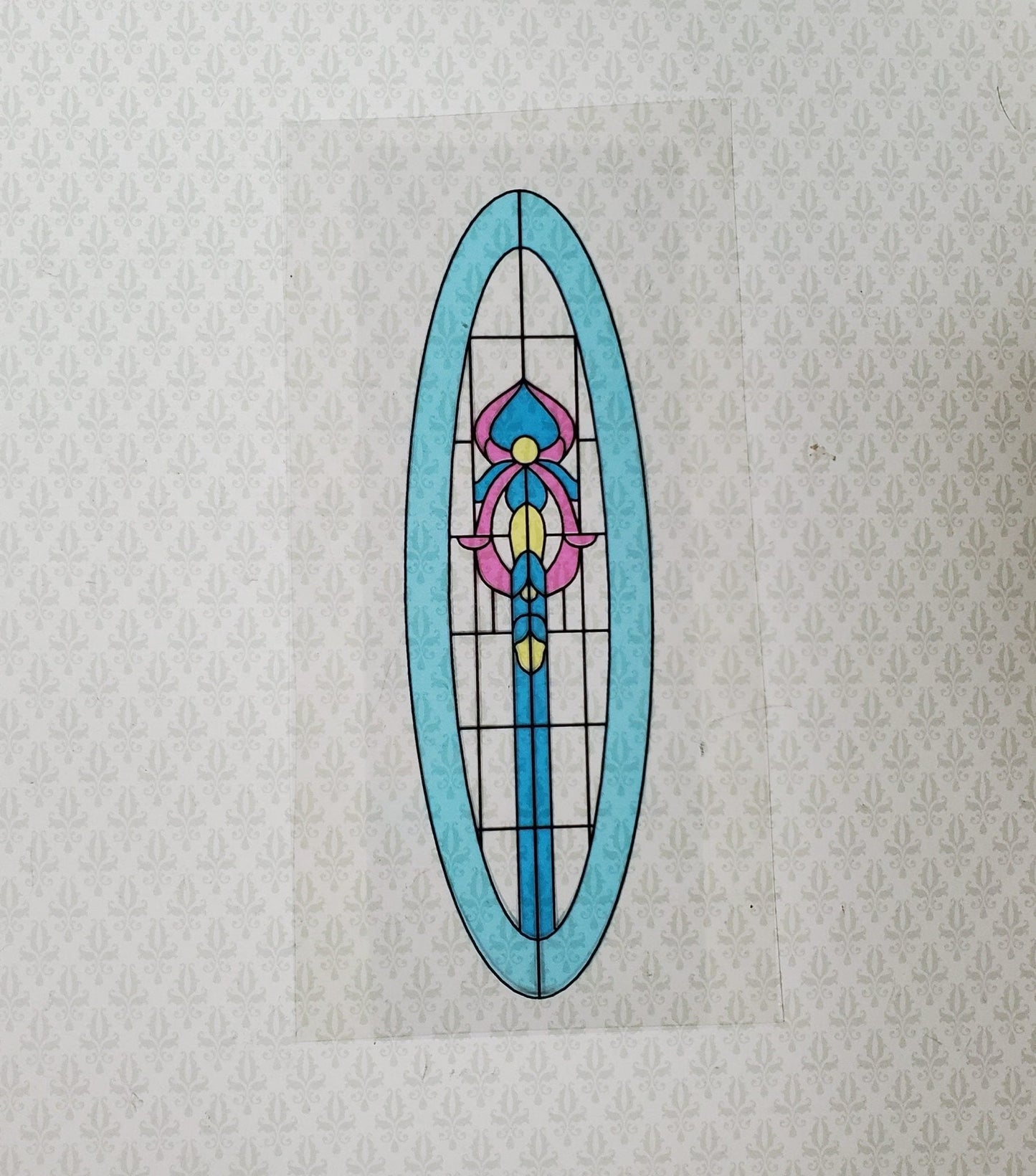 Dollhouse Simulated Stained Glass Door Insert Oval 1:12 Scale Fits Houseworks Door 6002 - Miniature Crush