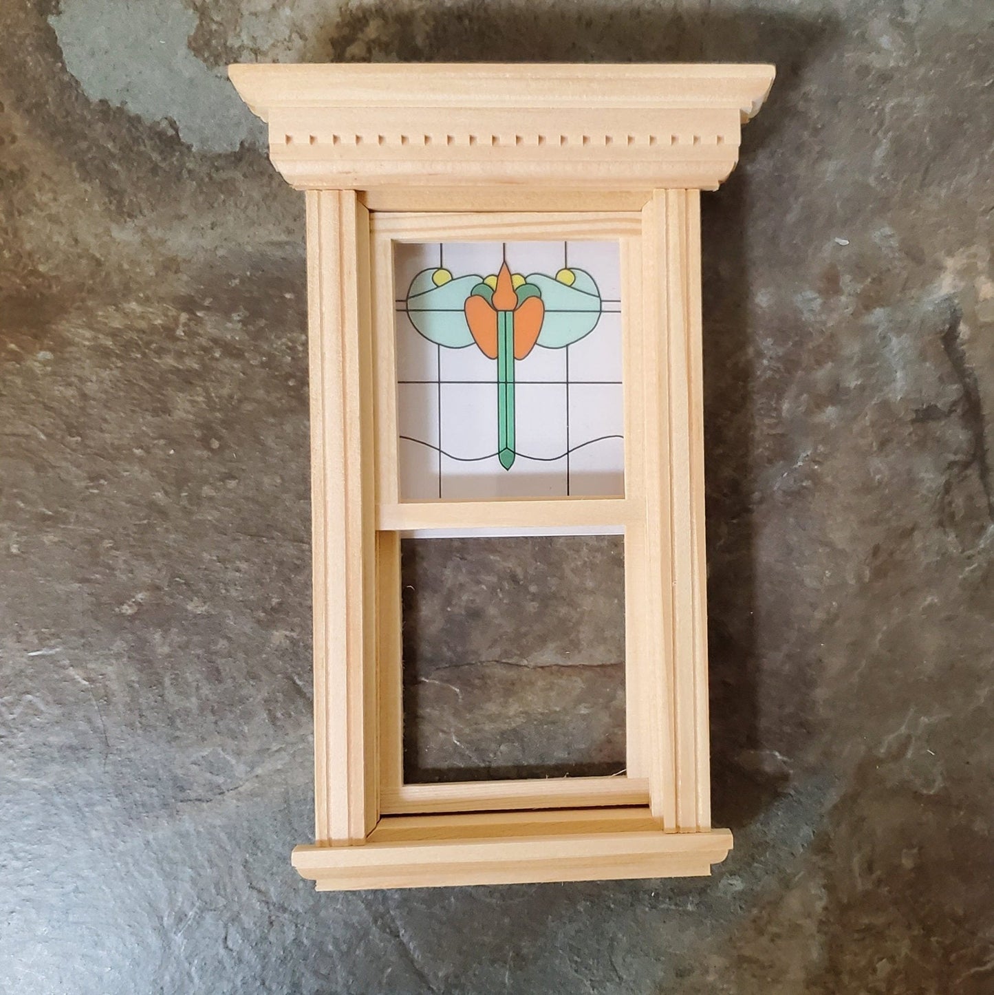 Dollhouse Simulated Stained Glass Window Insert 1:12 Scale Miniature SLIM11 - Miniature Crush