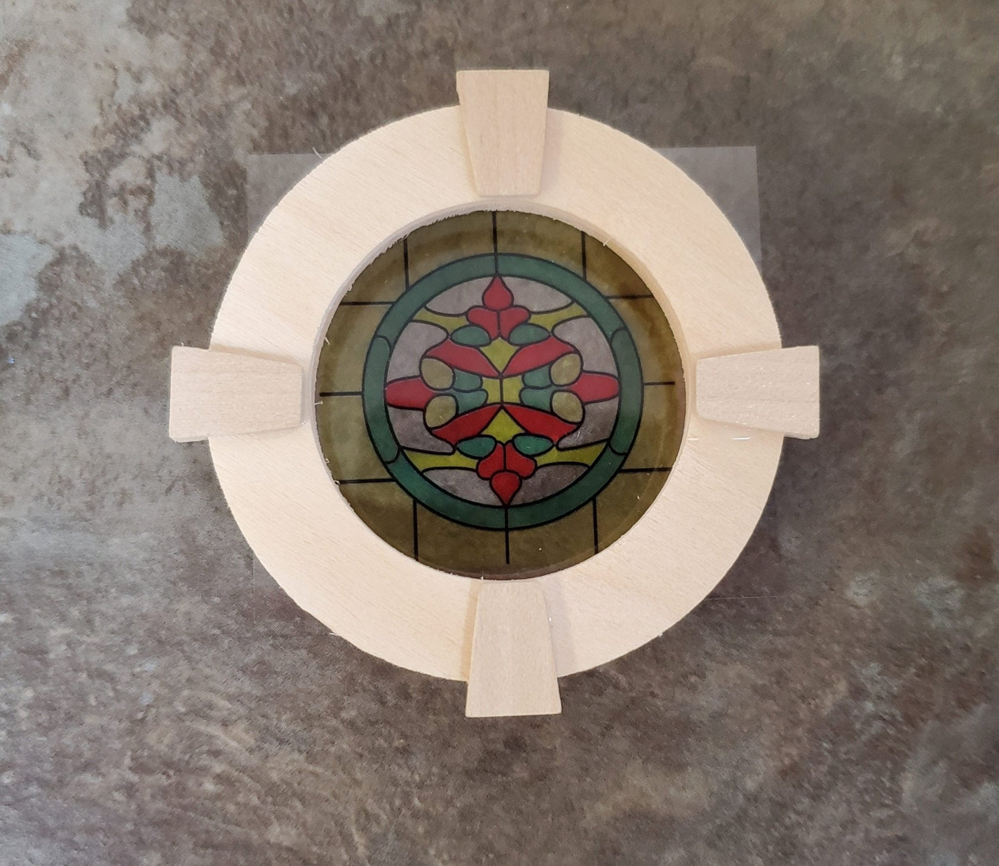 Dollhouse Simulated Stained Glass Window Insert Round 1:12 Scale Miniature SLIM14 - Miniature Crush