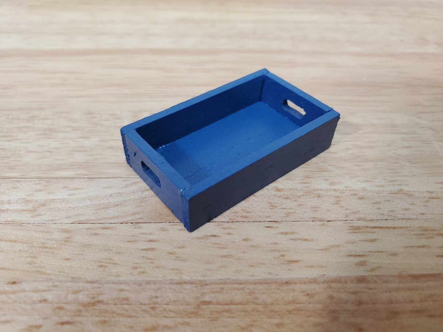 Dollhouse Small Crate Blue Wood for Groceries Fruits Tools 1:12 Scale Miniatures - Miniature Crush