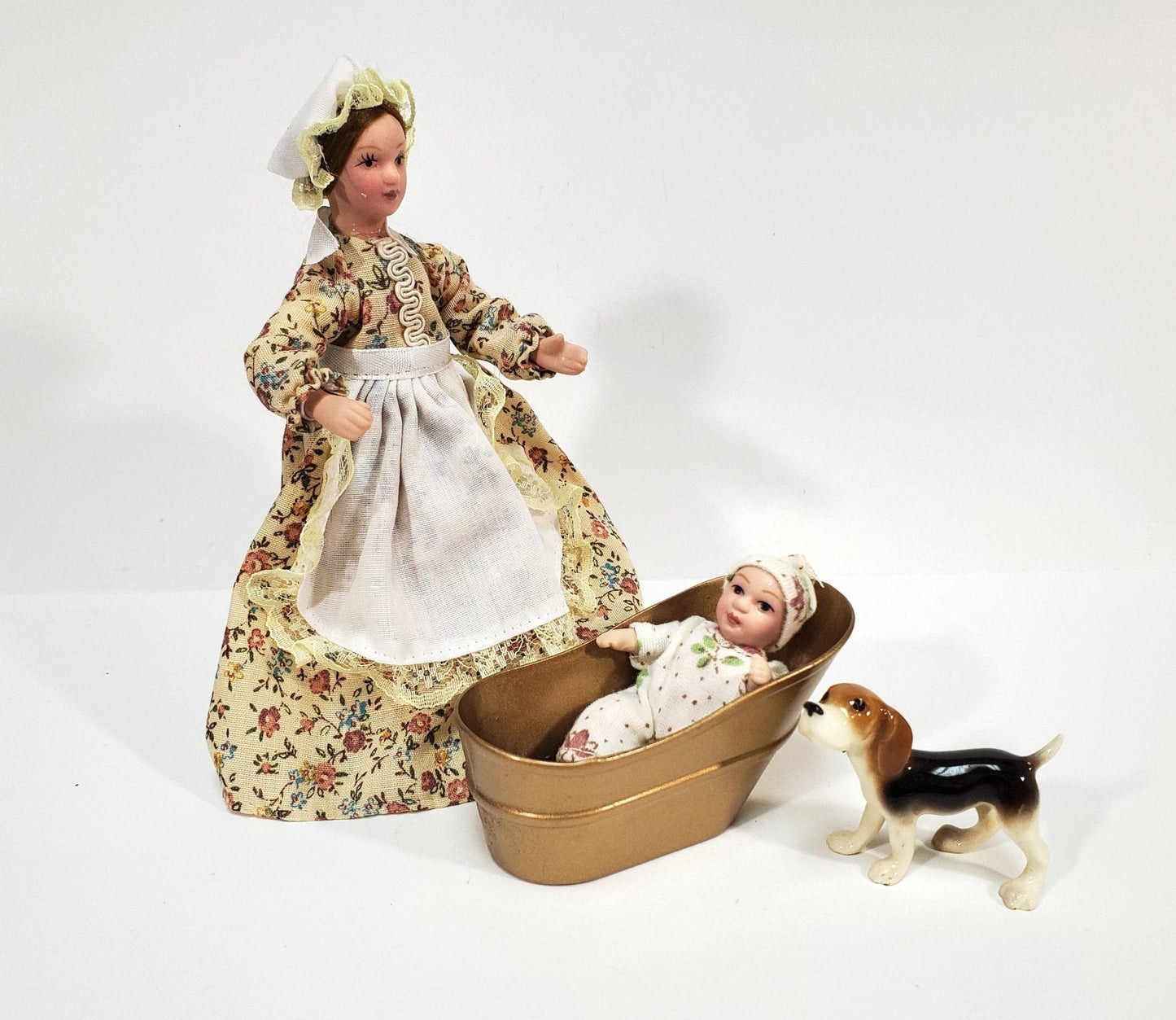 Dollhouse Small Tub Mini "Copper" Baby Bathtub Metal 1:12 Scale Hip Bath - Miniature Crush