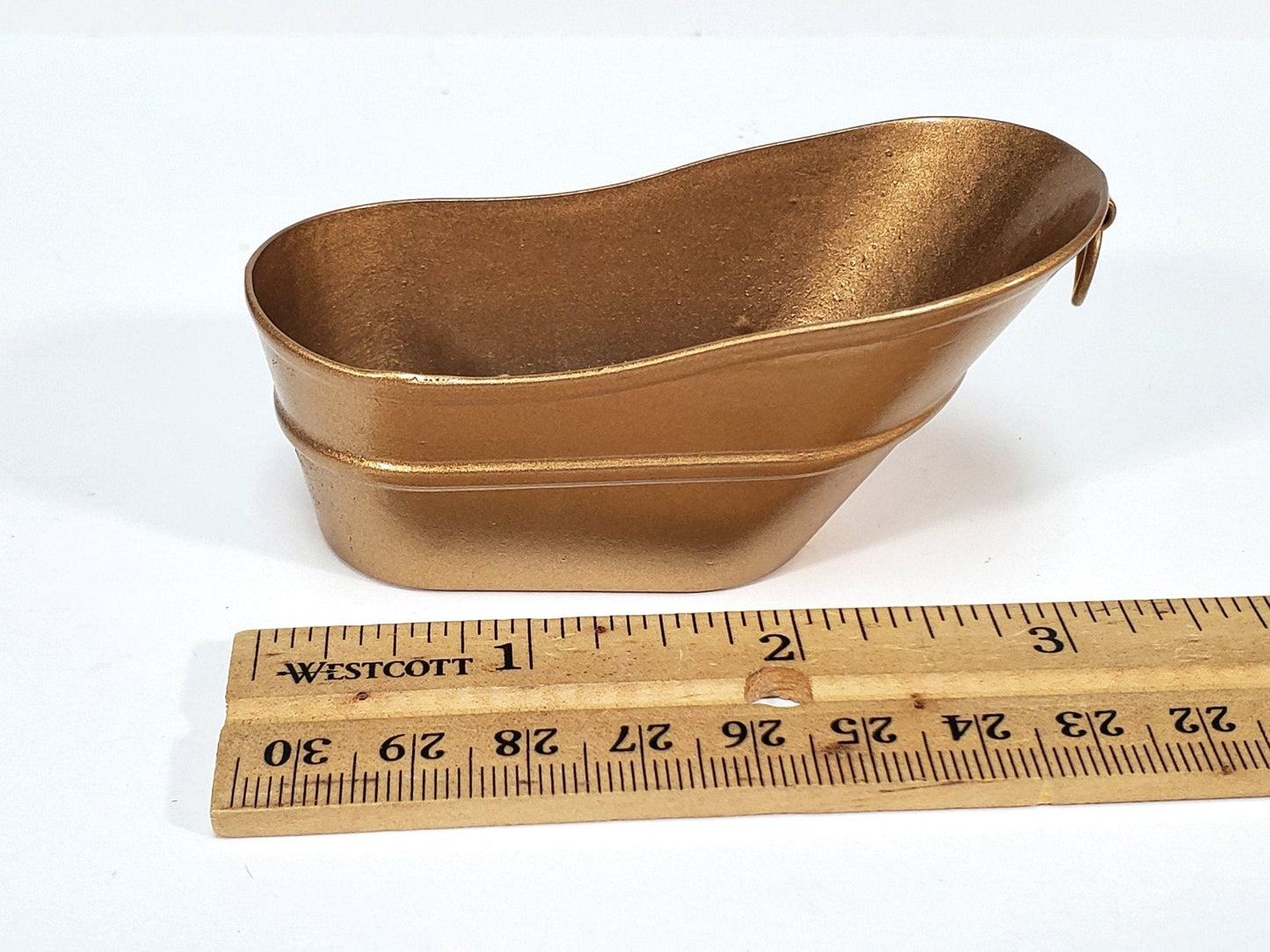 Dollhouse Small Tub Mini "Copper" Baby Bathtub Metal 1:12 Scale Hip Bath - Miniature Crush