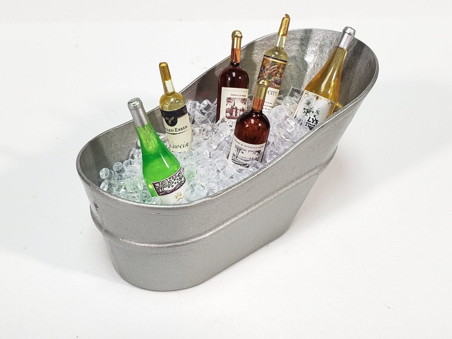Dollhouse Small Tub Mini "Galvanized" Baby Bathtub Metal 1:12 Scale Hip Bath - Miniature Crush