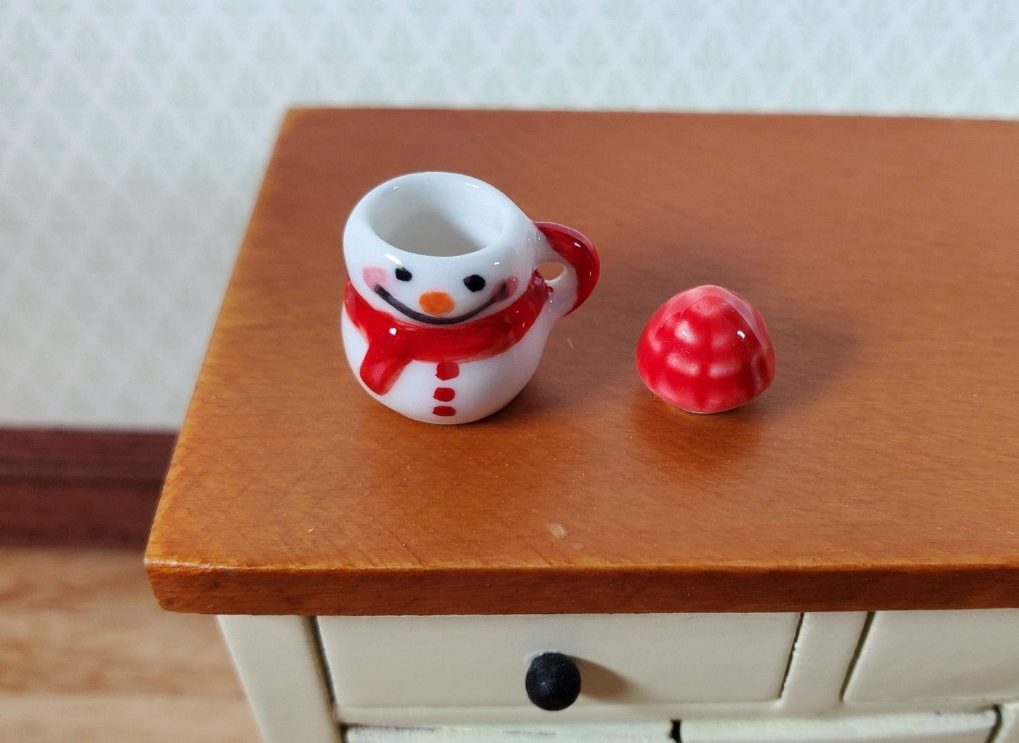 Dollhouse Snowman Mug Coffee Cup with Hat LARGE Miniature Ceramic Christmas - Miniature Crush