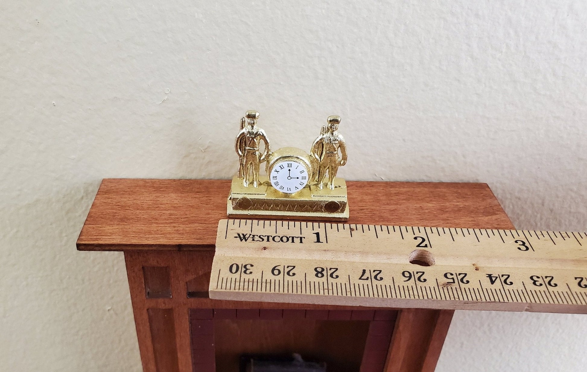 Dollhouse Soldier Mantle Clock Gold 1:12 Scale Miniatures Decor - Miniature Crush