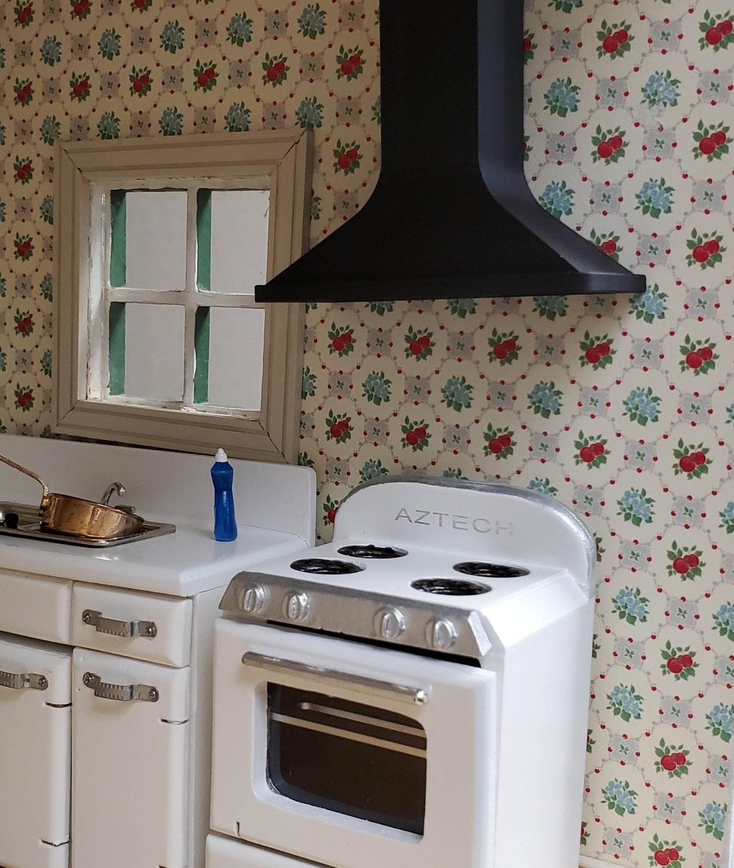 Dollhouse Stove Range Fan Hood Vent Black Modern 1:12 Scale Miniature Kitchen - Miniature Crush