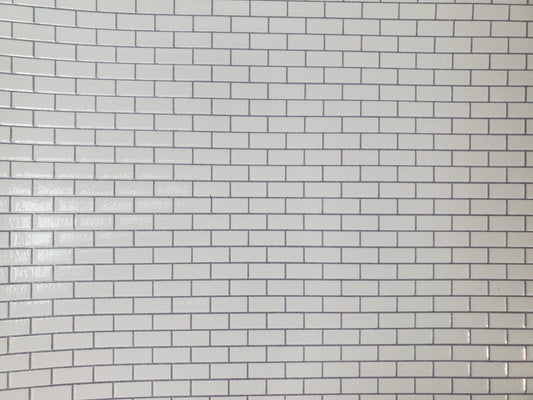 Dollhouse Subway Tile Metro Wall Tile Large White Embossed Glossy Paper World & Model - Miniature Crush