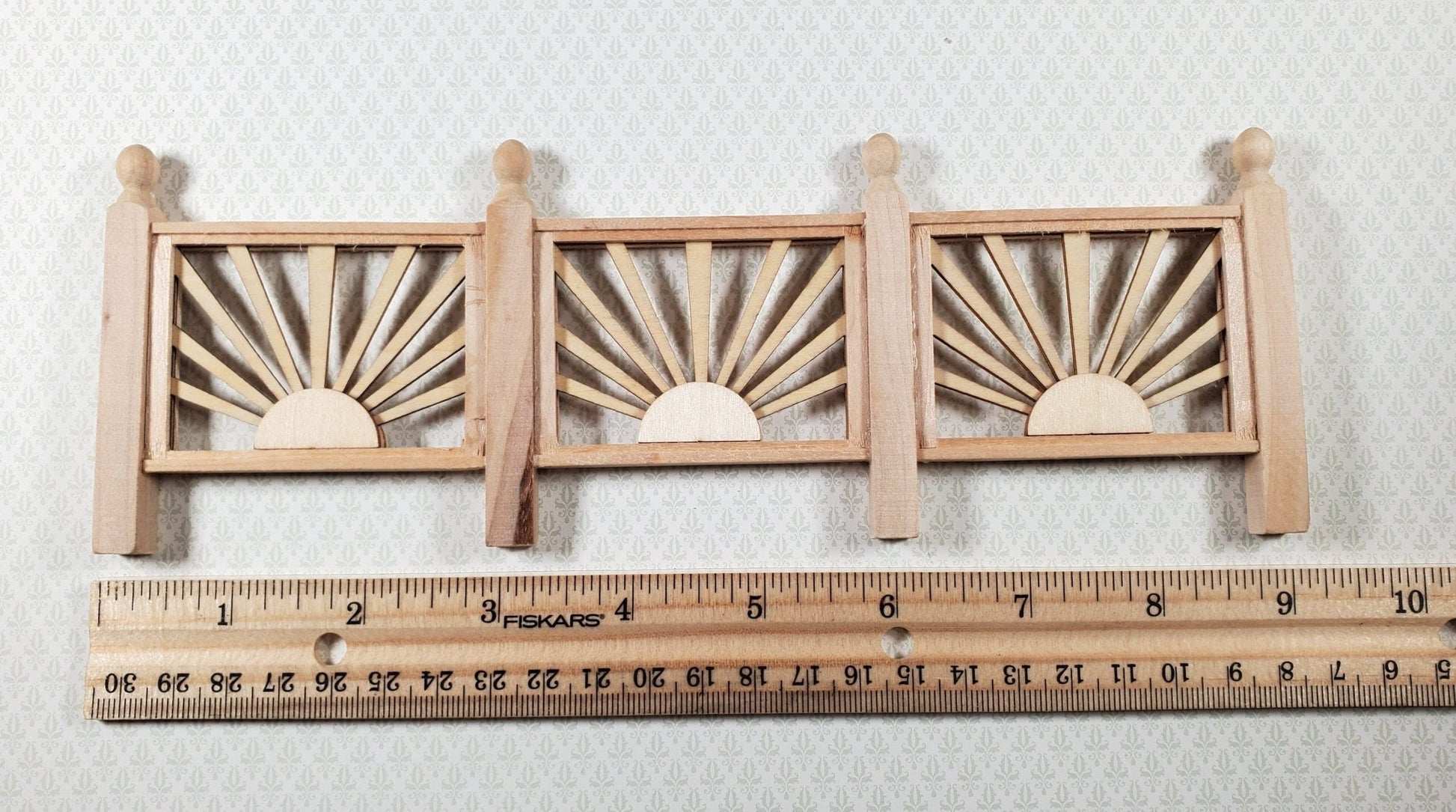 Dollhouse Sunburst Railing for Porches or Decks 1:12 Scale Miniature Assembled - Miniature Crush