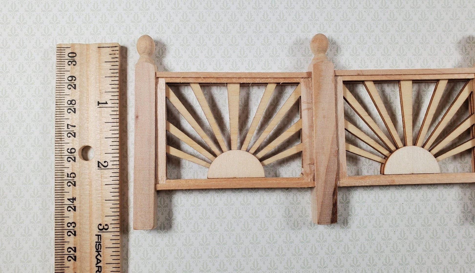 Dollhouse Sunburst Railing for Porches or Decks 1:12 Scale Miniature Assembled - Miniature Crush