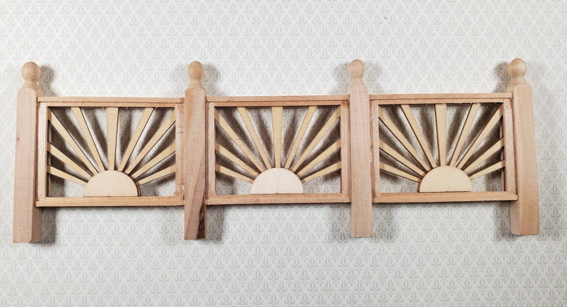 Dollhouse Sunburst Railing for Porches or Decks 1:12 Scale Miniature Assembled - Miniature Crush