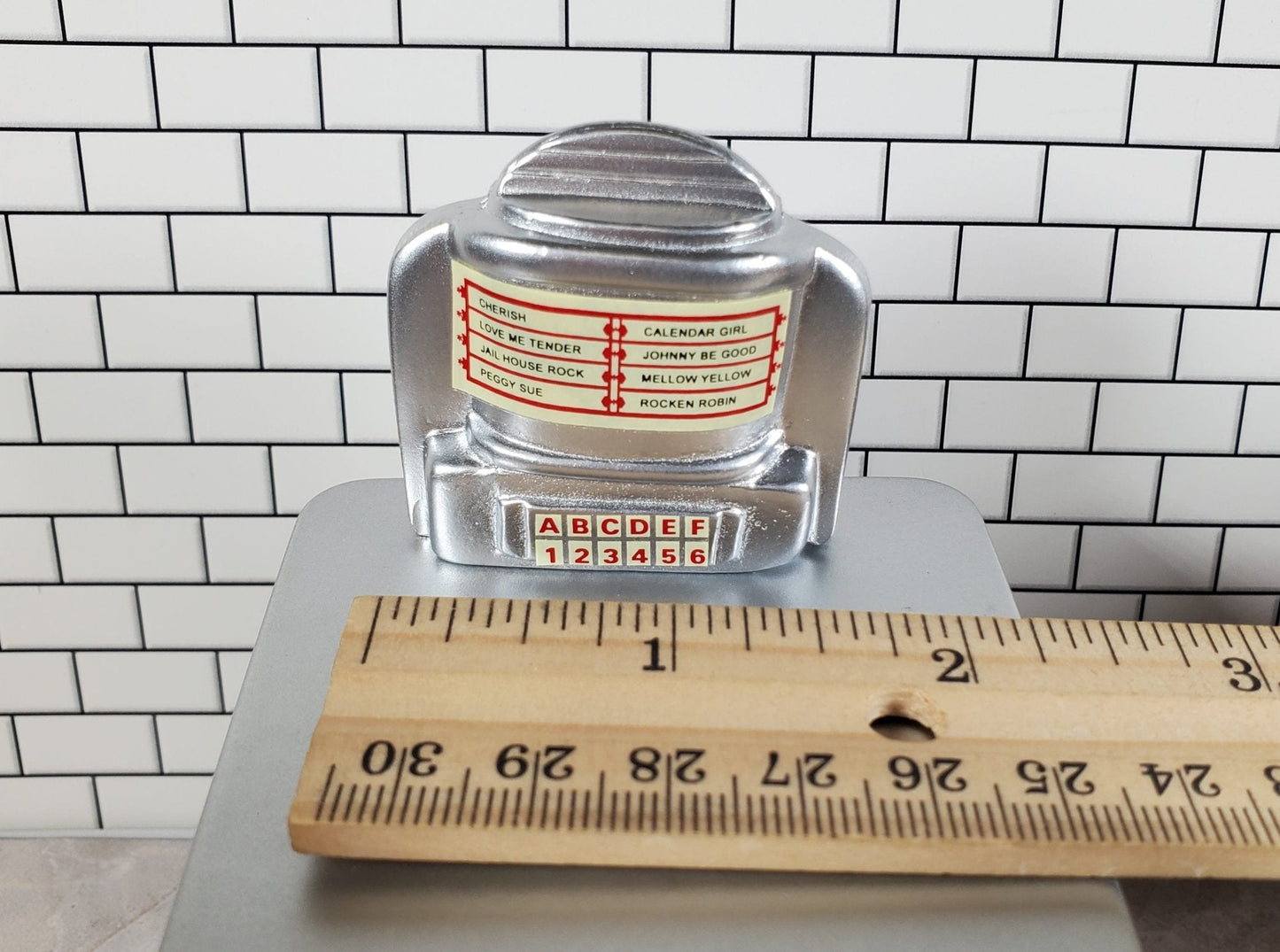 Dollhouse Table Top Jukebox Selector 1950s Retro Style 1:12 Scale Miniature - Miniature Crush
