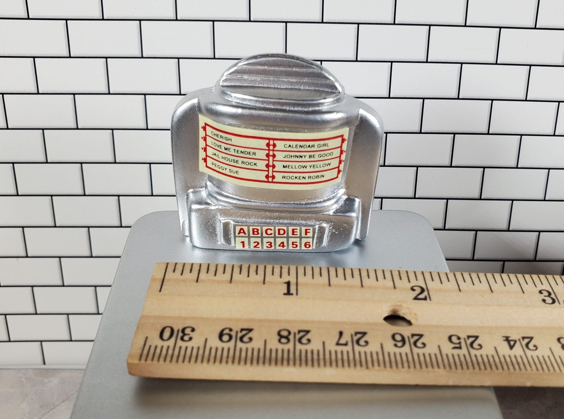 Dollhouse Table Top Jukebox Selector 1950s Retro Style 1:12 Scale Miniature - Miniature Crush