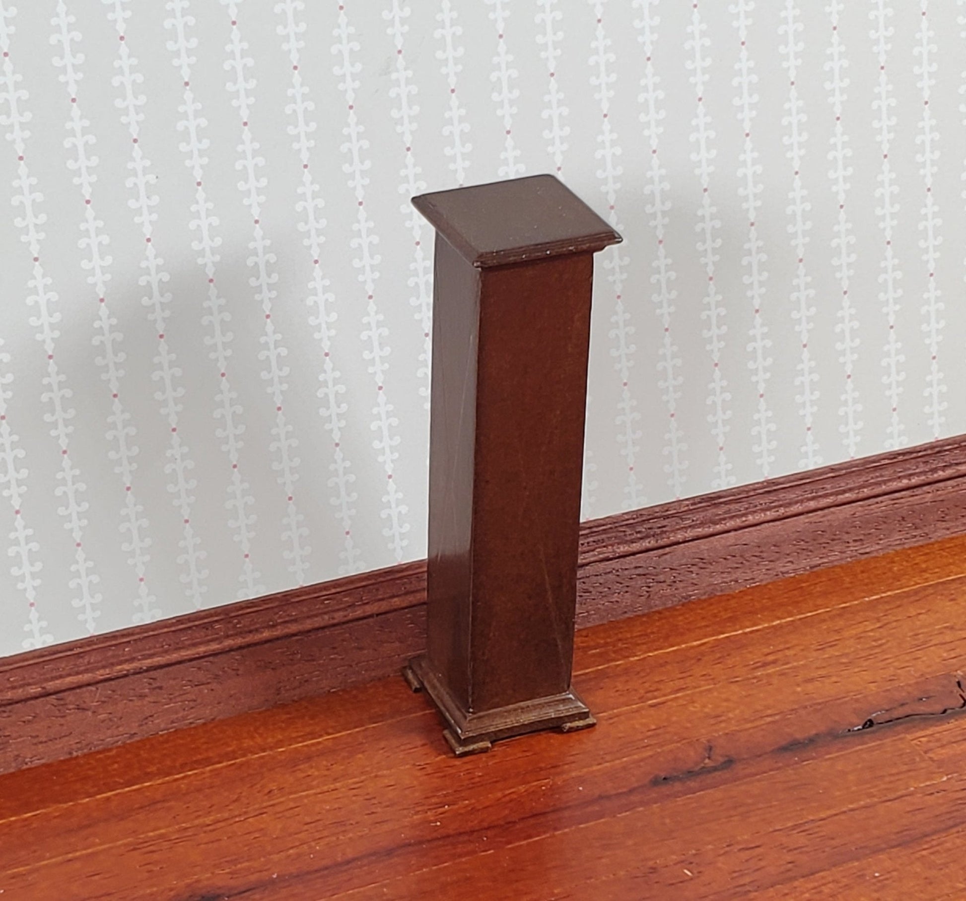 Dollhouse Tall Pedestal Stand Bespaq Wood Walnut Finish 1:12 Scale Furniture - Miniature Crush