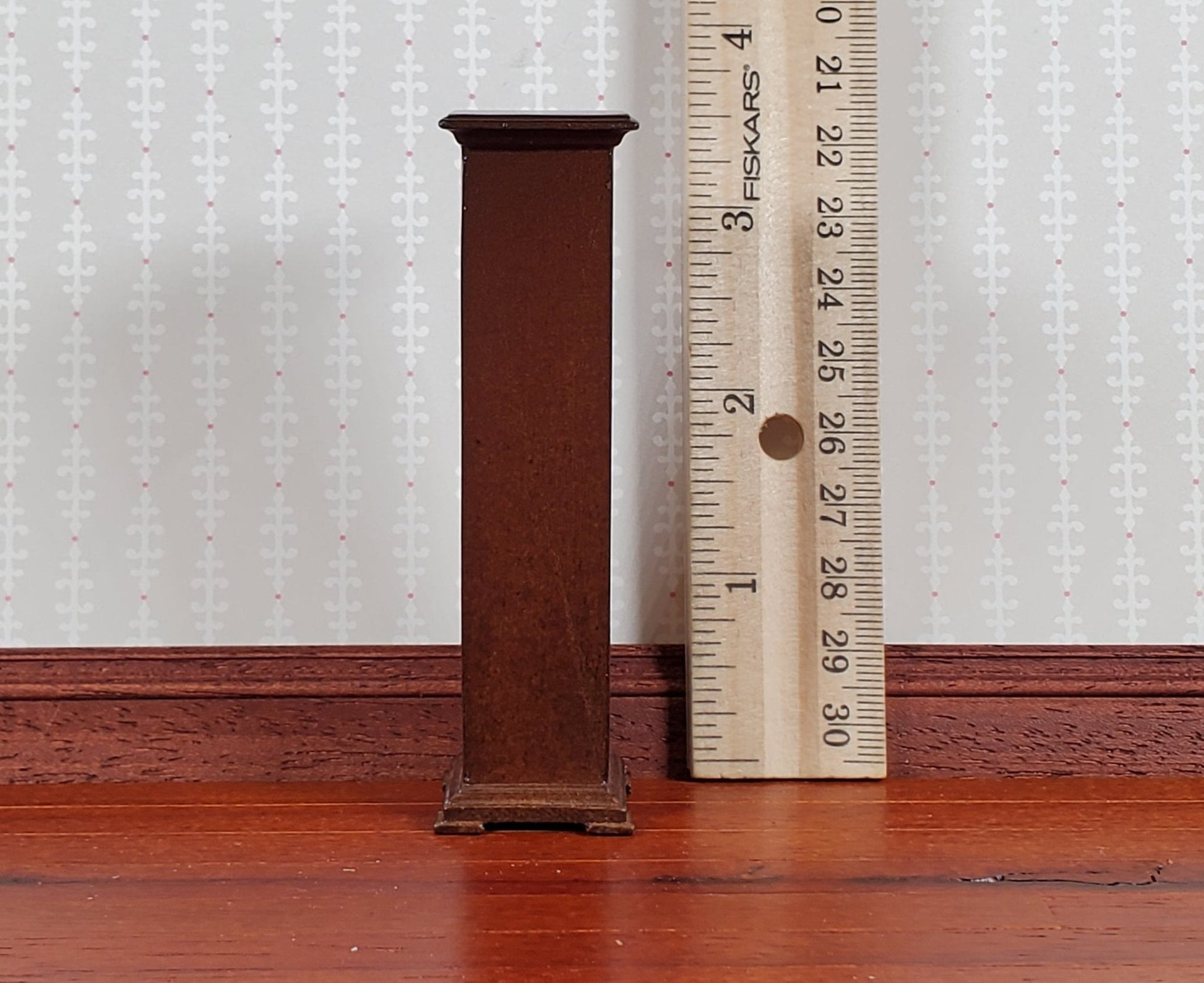 Dollhouse Tall Pedestal Stand Bespaq Wood Walnut Finish 1:12 Scale Furniture - Miniature Crush