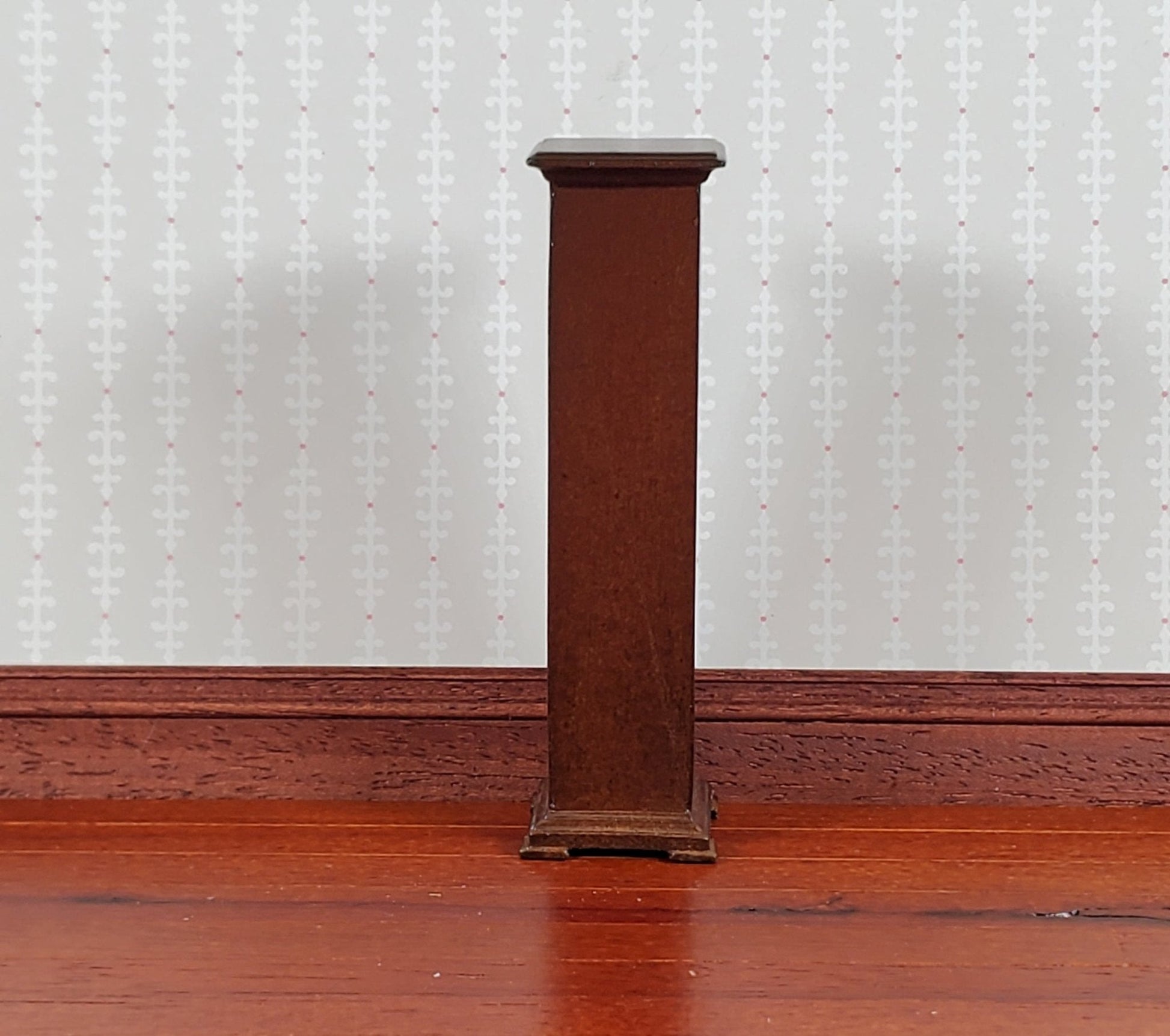 Dollhouse Tall Pedestal Stand Bespaq Wood Walnut Finish 1:12 Scale Furniture - Miniature Crush