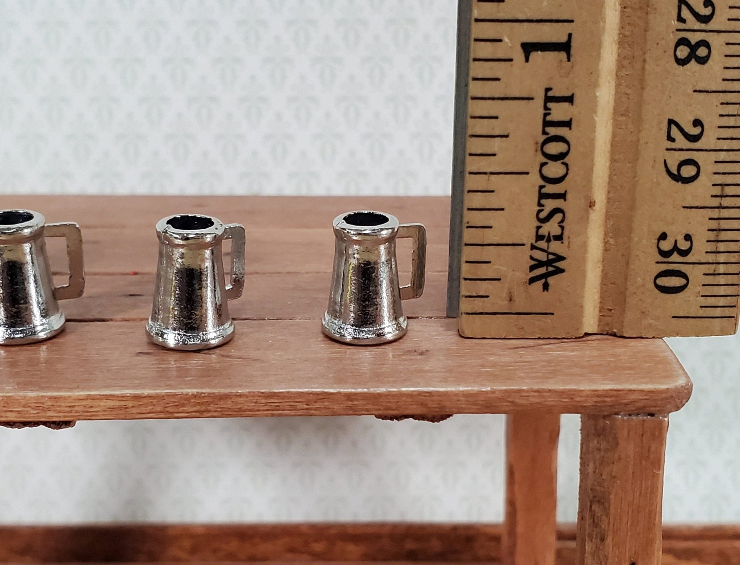 Dollhouse Tankard Mug Small Metal Set of 4 Miniature Kitchen Dishes Tudor - Miniature Crush