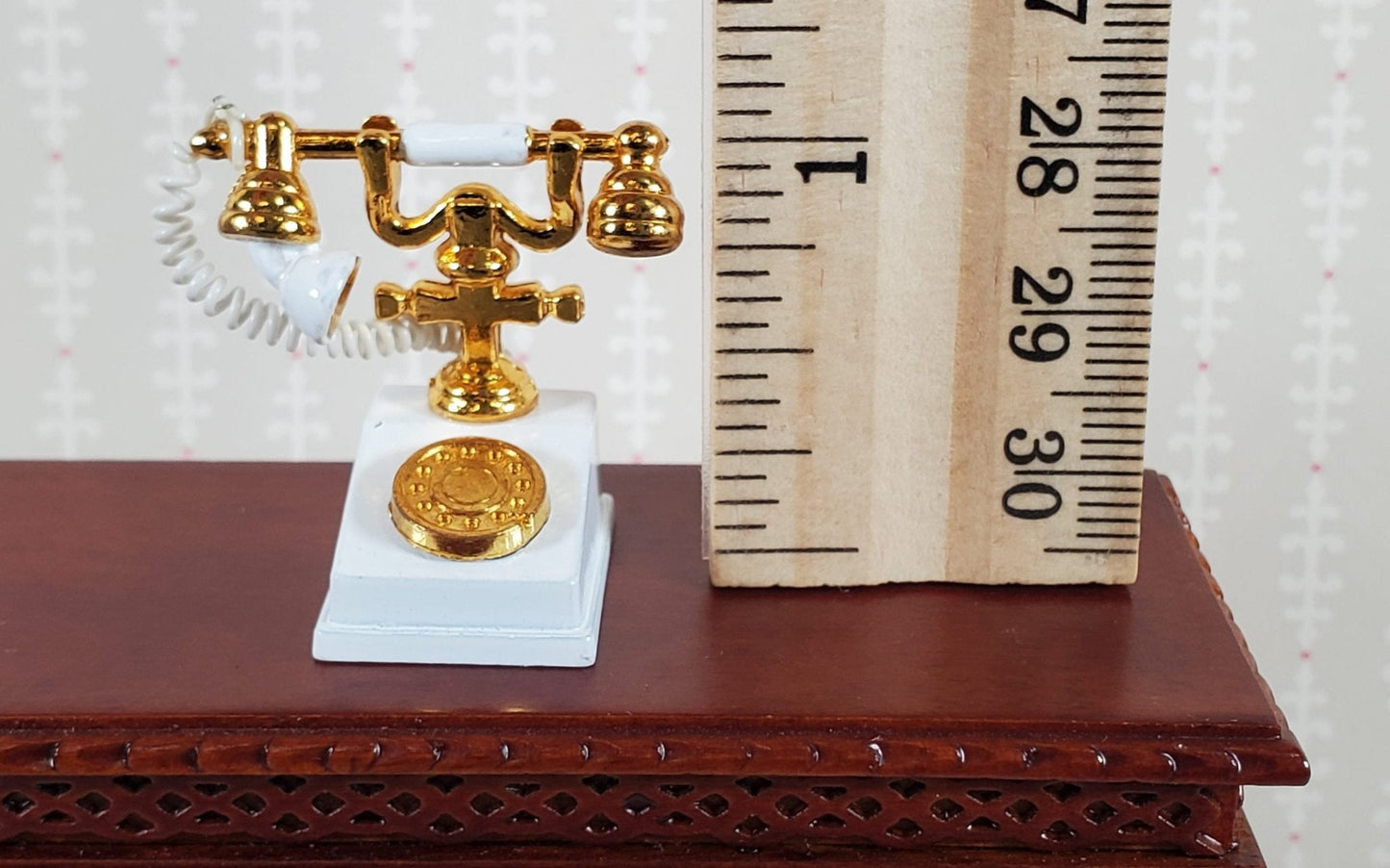 Dollhouse Telephone Vintage Style 1890s - 1920s White 1:12 Scale Large Phone - Miniature Crush