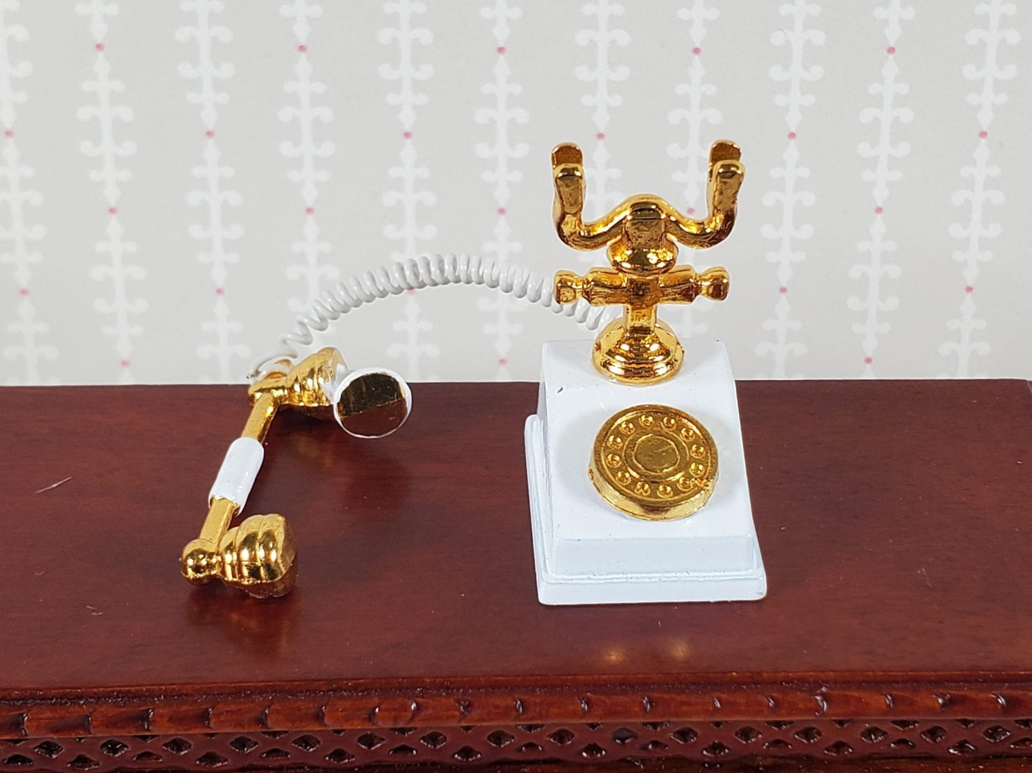 Dollhouse Telephone Vintage Style 1890s - 1920s White 1:12 Scale Large Phone - Miniature Crush