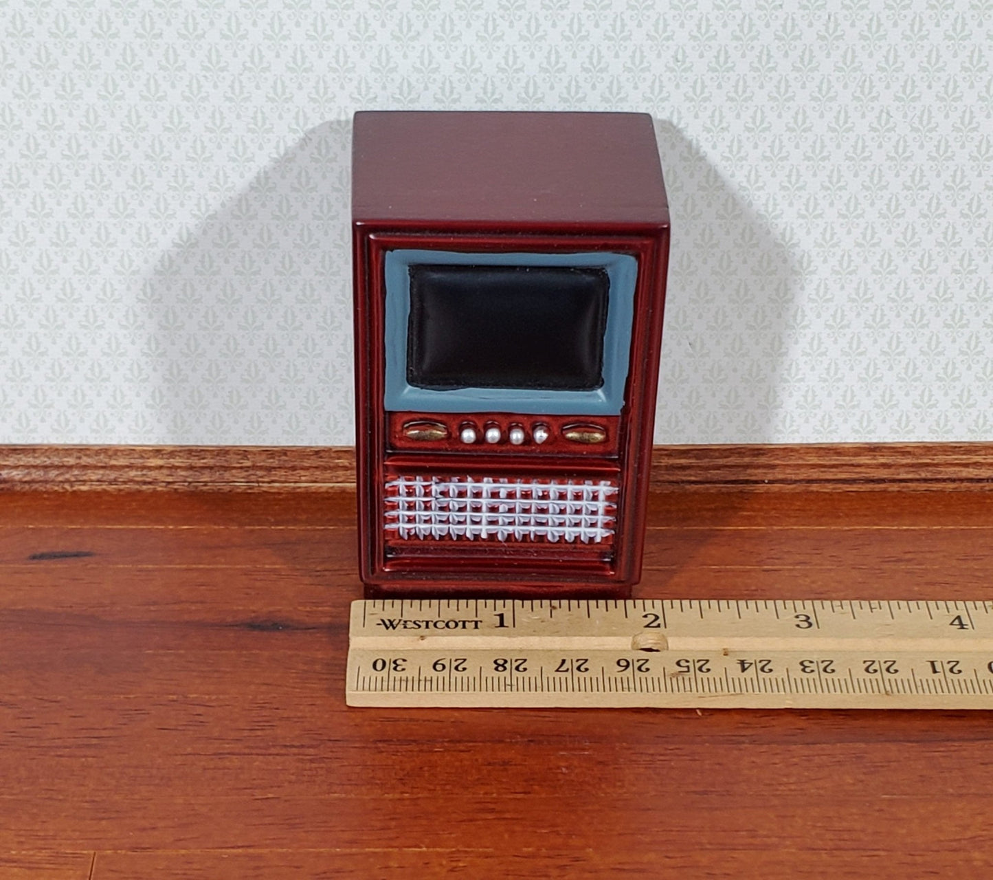 Dollhouse Television Console TV Set Retro 1970s Style 1:12 Scale Miniature Accessory Resin - Miniature Crush
