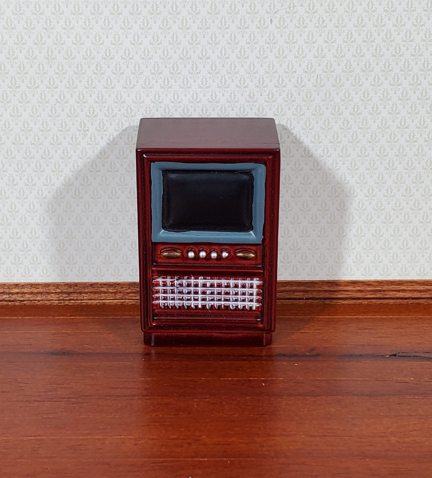 Dollhouse Television Console TV Set Retro 1970s Style 1:12 Scale Miniature Accessory Resin - Miniature Crush