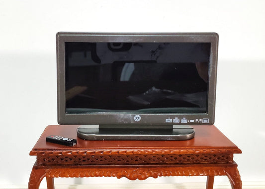 Dollhouse Television TV Set Modern Flat Screen with Remote 2" x 3 3/8" Miniature Accessory - Miniature Crush