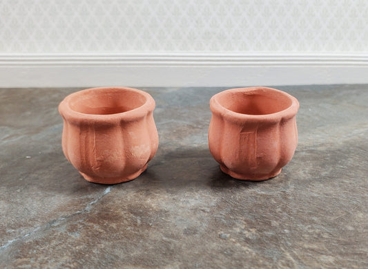 Dollhouse Terra Cotta Pots Urns Planters Set of 2 Unglazed Round 1:12 Scale - Miniature Crush