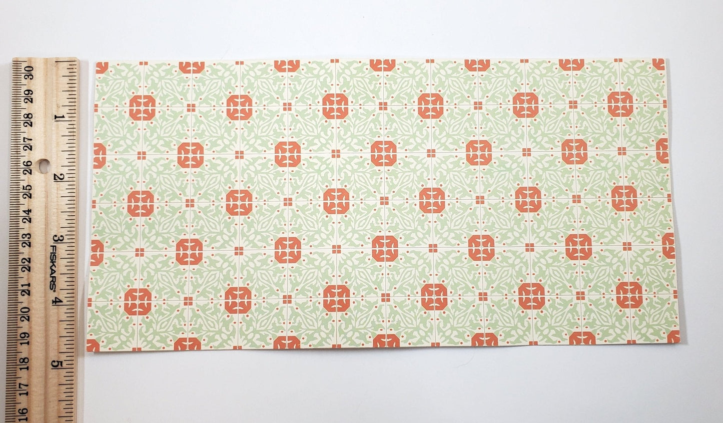 Dollhouse Tile Flooring Sheet Pale Green Orange 1:12 Scale Break Off Pieces - Miniature Crush