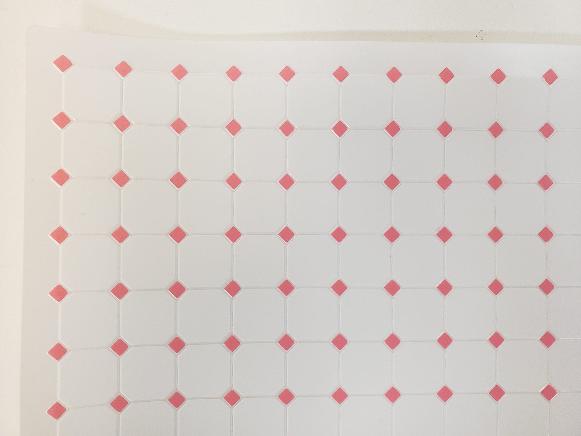 Dollhouse Tile Flooring White with Pink Diamonds Embossed 1:12 Scale Miniature - Miniature Crush