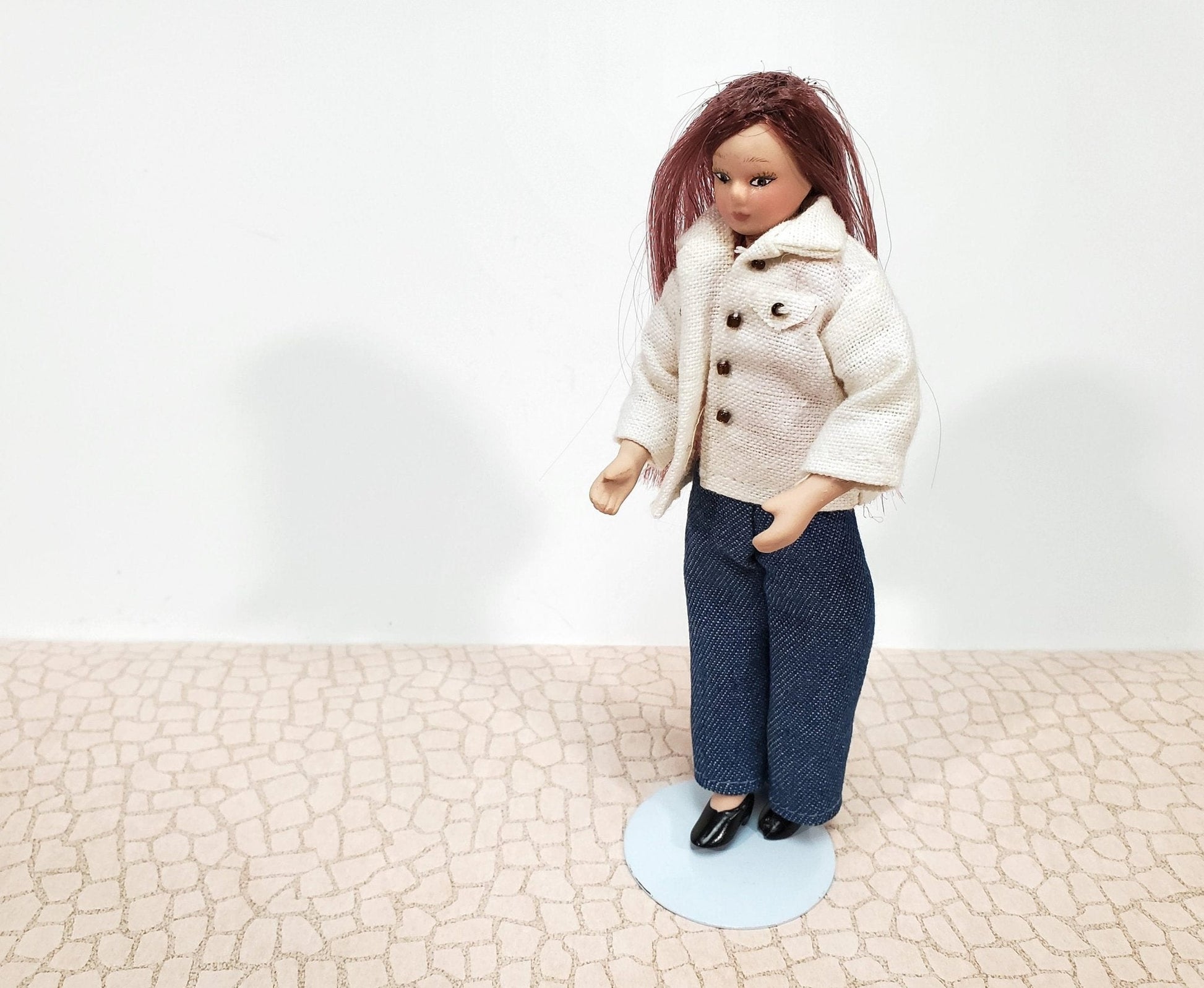 Dollhouse Tile Wallpaper Floor Cobblestone Stone Path Embossed 1:12 Scale - Miniature Crush