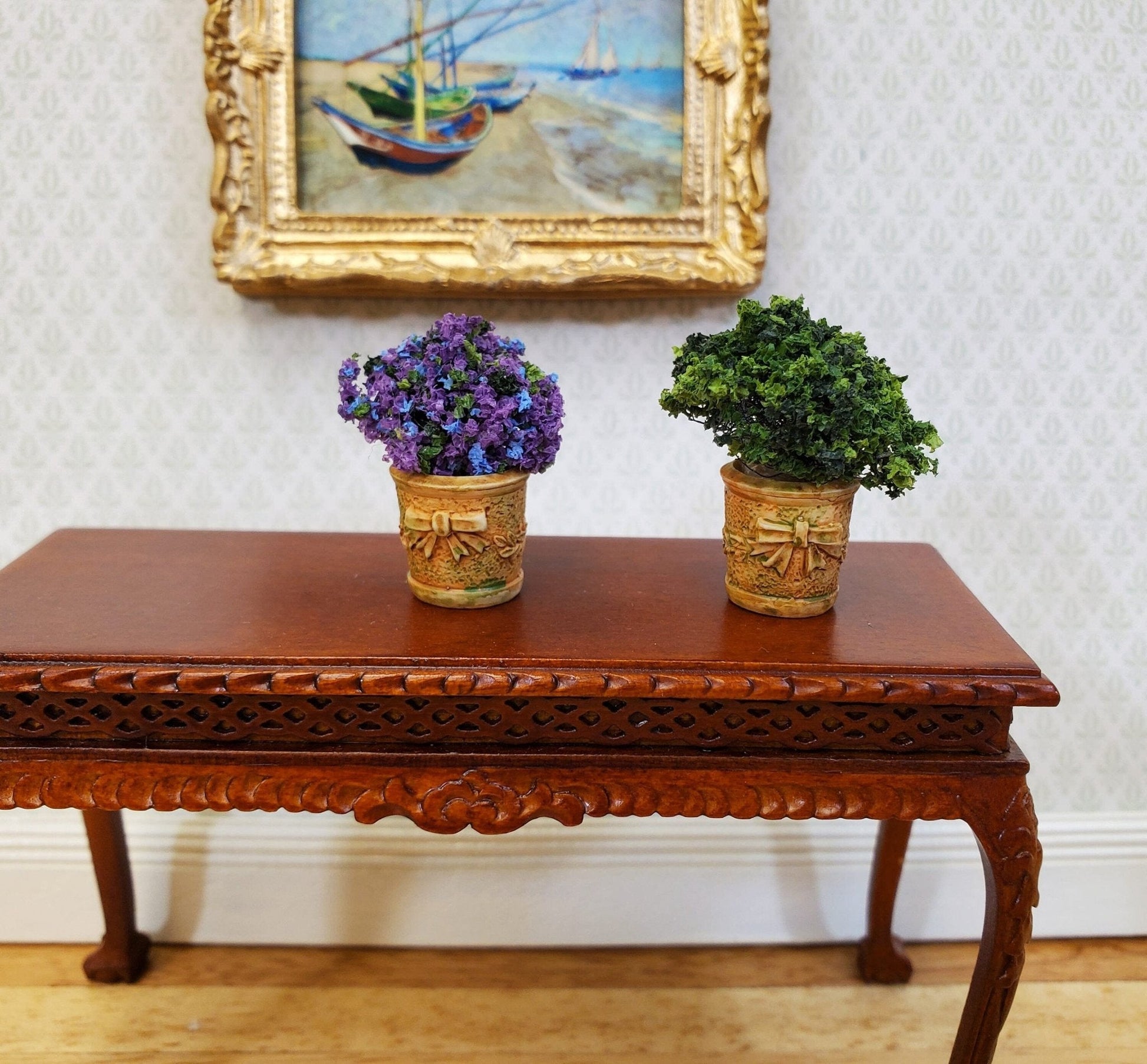 Dollhouse Tiny Garden Pots Planters Aged Tan use in 1:24 or 1/12 Scale A4318AG by Falcon Miniatures - Miniature Crush