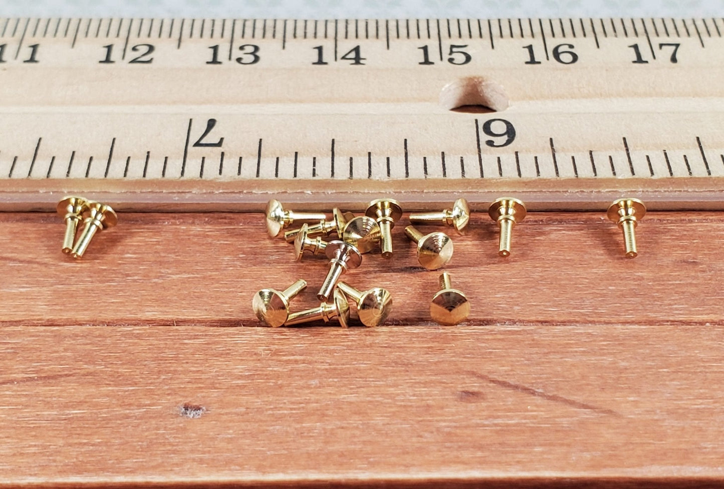 Dollhouse Tiny Gold Plated Brass Knobs Drawer Pulls Set of 16 Houseworks #12005 - Miniature Crush