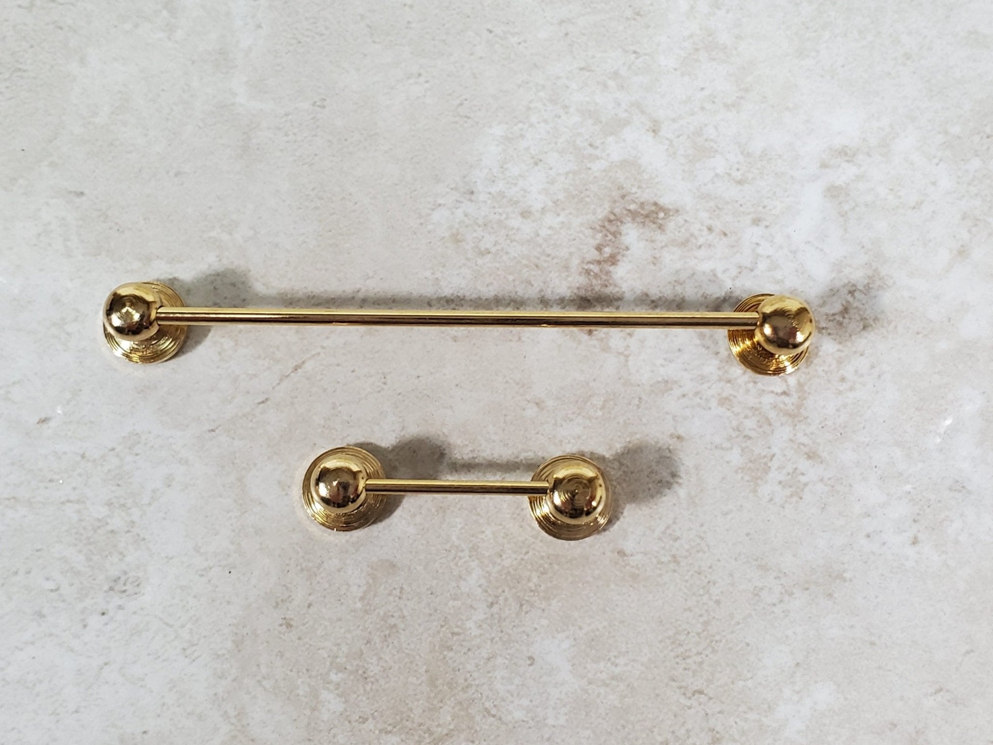 Dollhouse Towel Rod & Toilet Paper Holder Gold Brass Bathroom 1:12 Scale Miniatures - Miniature Crush