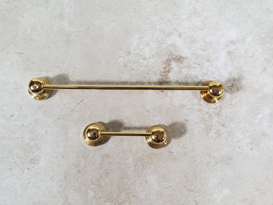 Dollhouse Towel Rod & Toilet Paper Holder Gold Brass Bathroom 1:12 Scale Miniatures - Miniature Crush