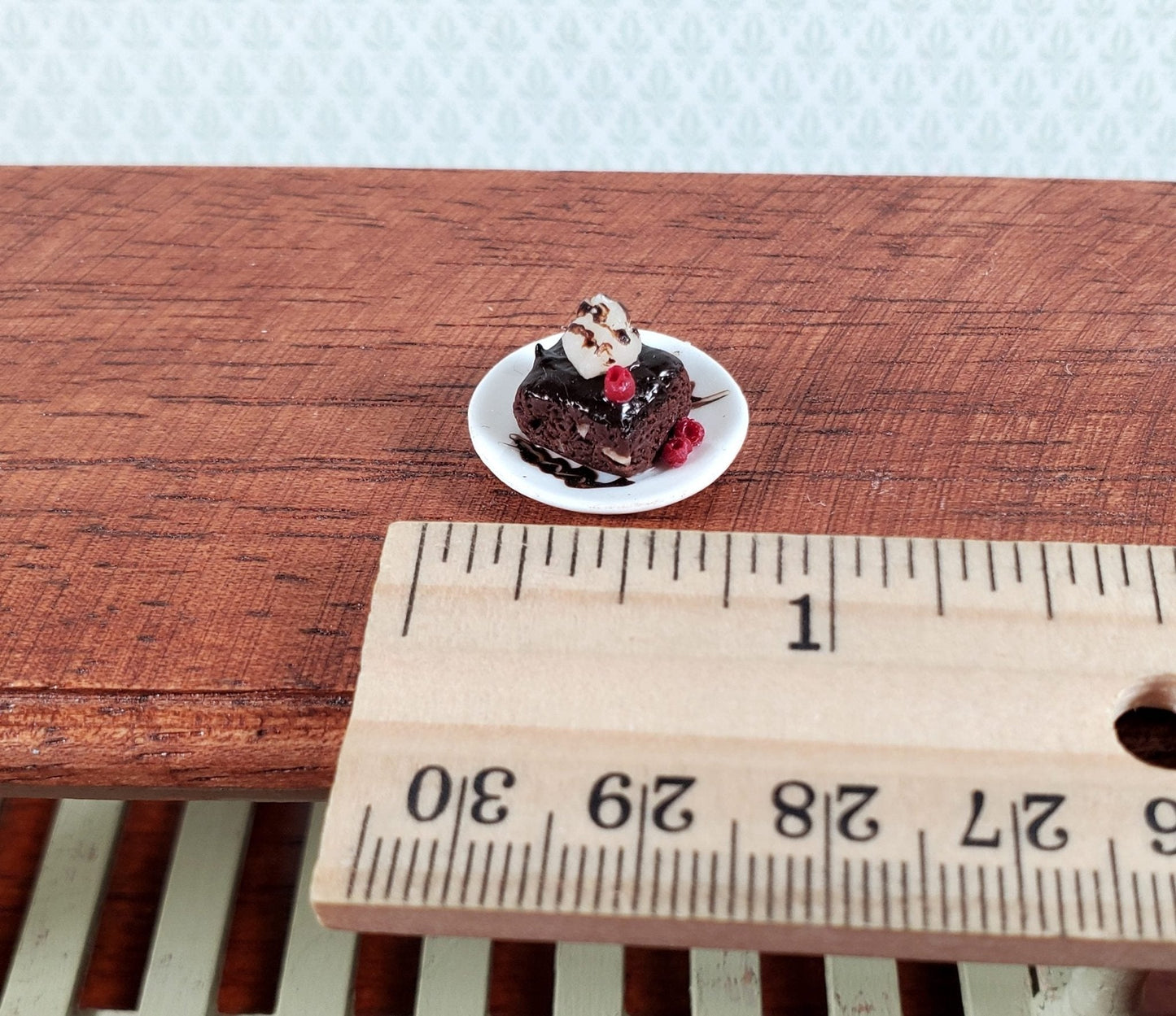 Dollhouse Ultimate Brownie on a Plate with Whip Cream 1:12 Scale Miniature Food - Miniature Crush