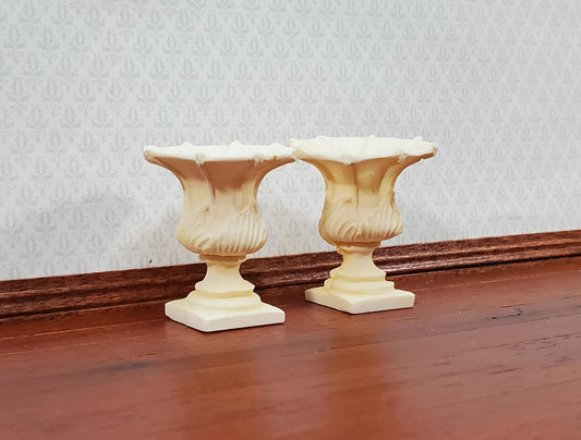 Dollhouse Urn Planter Set of 2 Cast Resin 1:12 Scale Aged Ivory A997IV by Falcon Miniatures - Miniature Crush