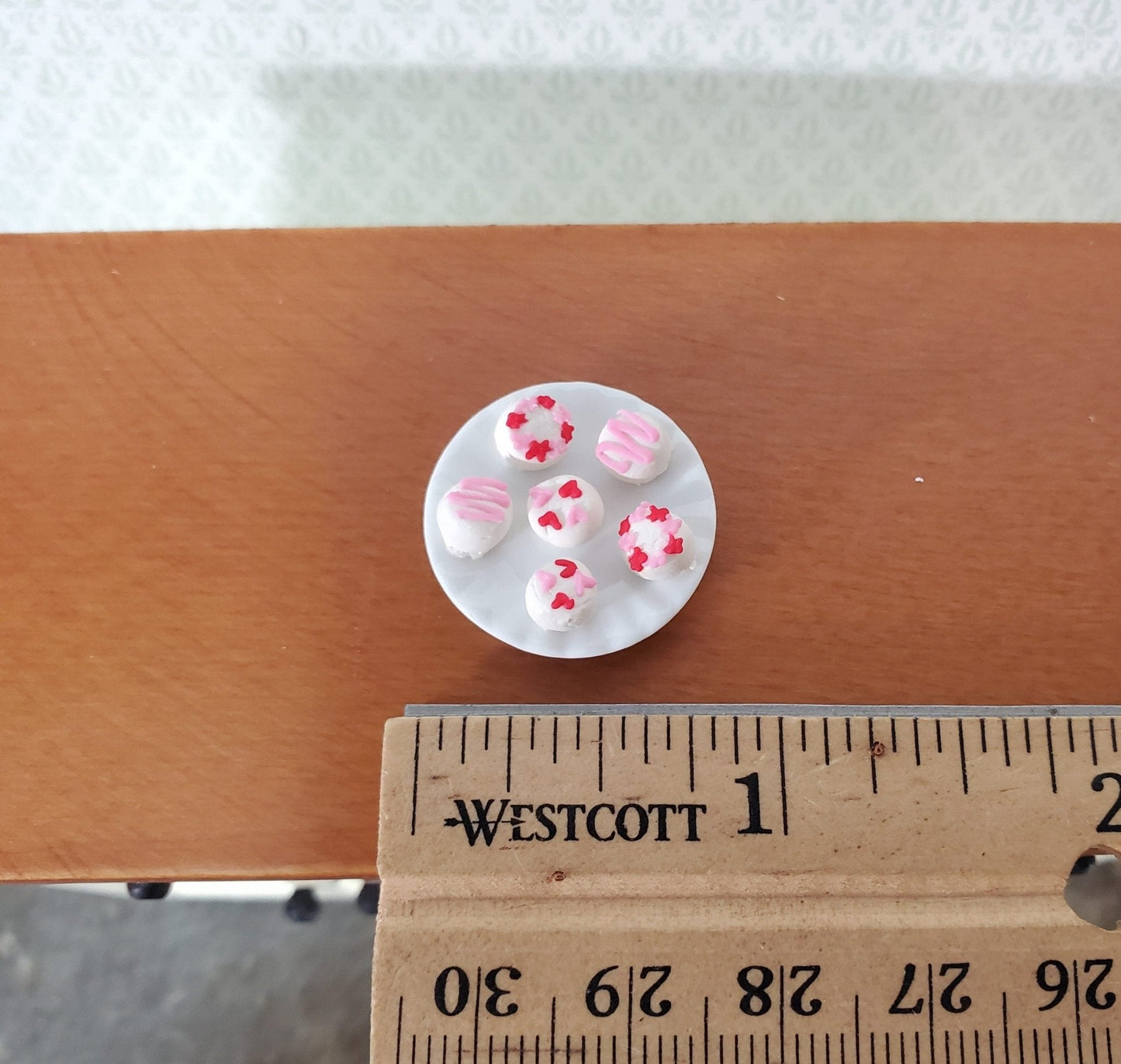 Dollhouse Valentines Cookies on Glass Plate Dessert 1:12 Scale Miniature Food - Miniature Crush