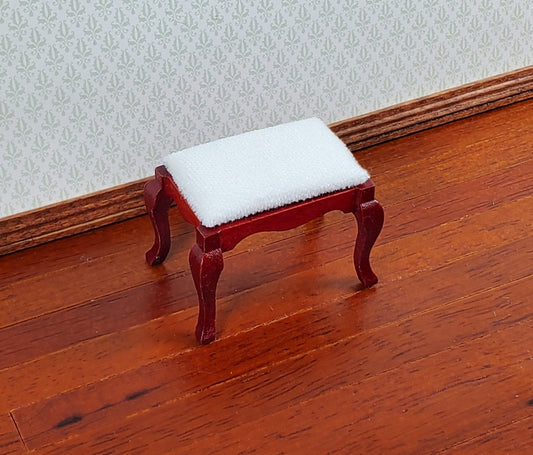 Dollhouse Vanity Stool Bench Mahogany Finish Fabric Seat 1:12 Scale Miniature Furniture - Miniature Crush