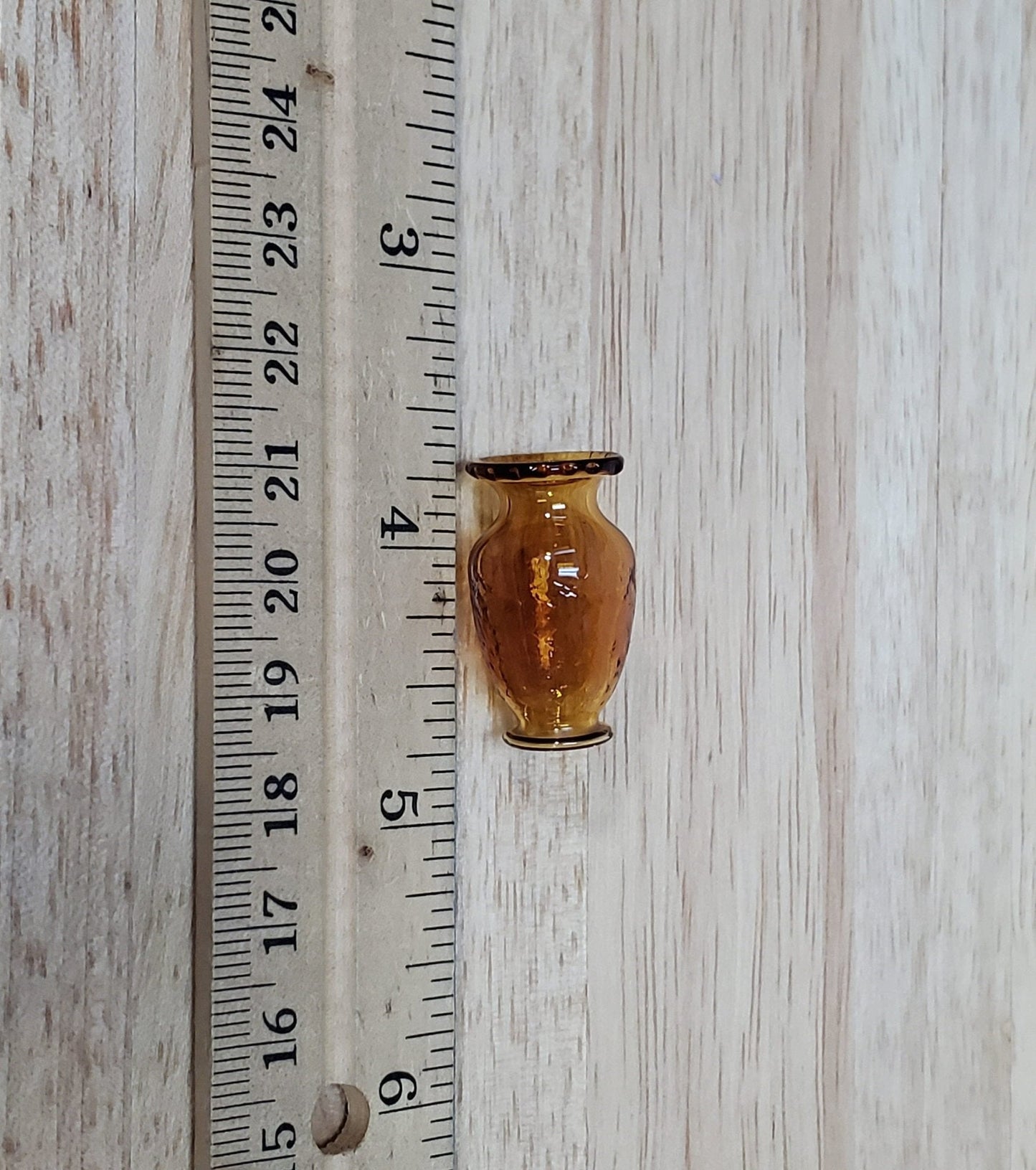Dollhouse Vase Amber Glass Textured 1:12 Scale Miniature Hand Blown Philip Grenyer - Miniature Crush