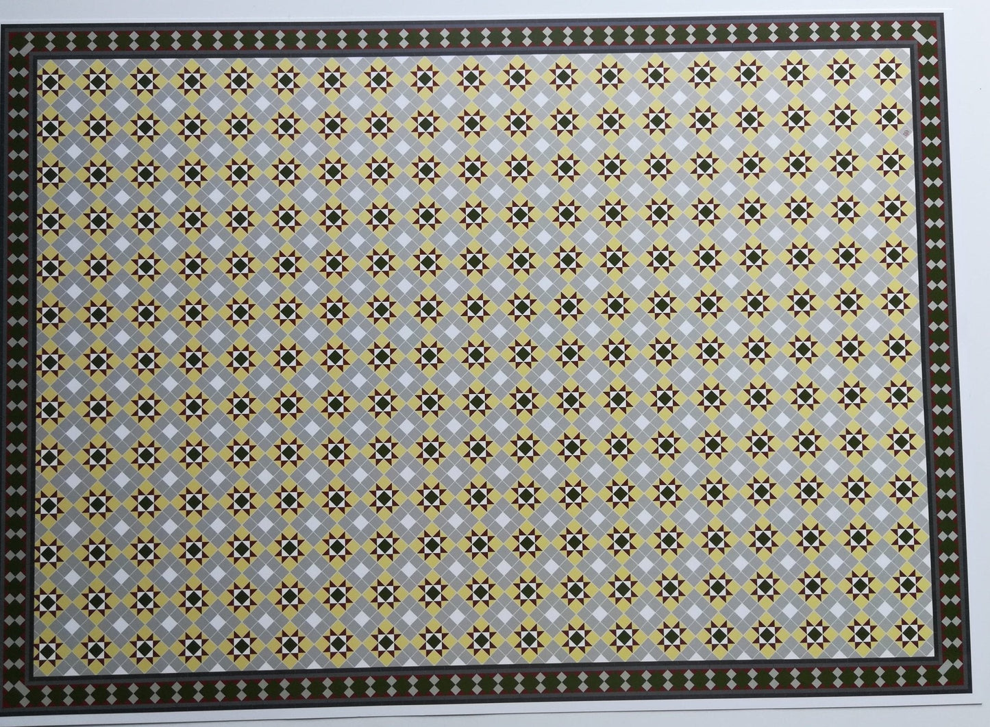 Dollhouse Victorian Faux Tile Flooring Diamond Pattern Green Gray 1:12 - Miniature Crush