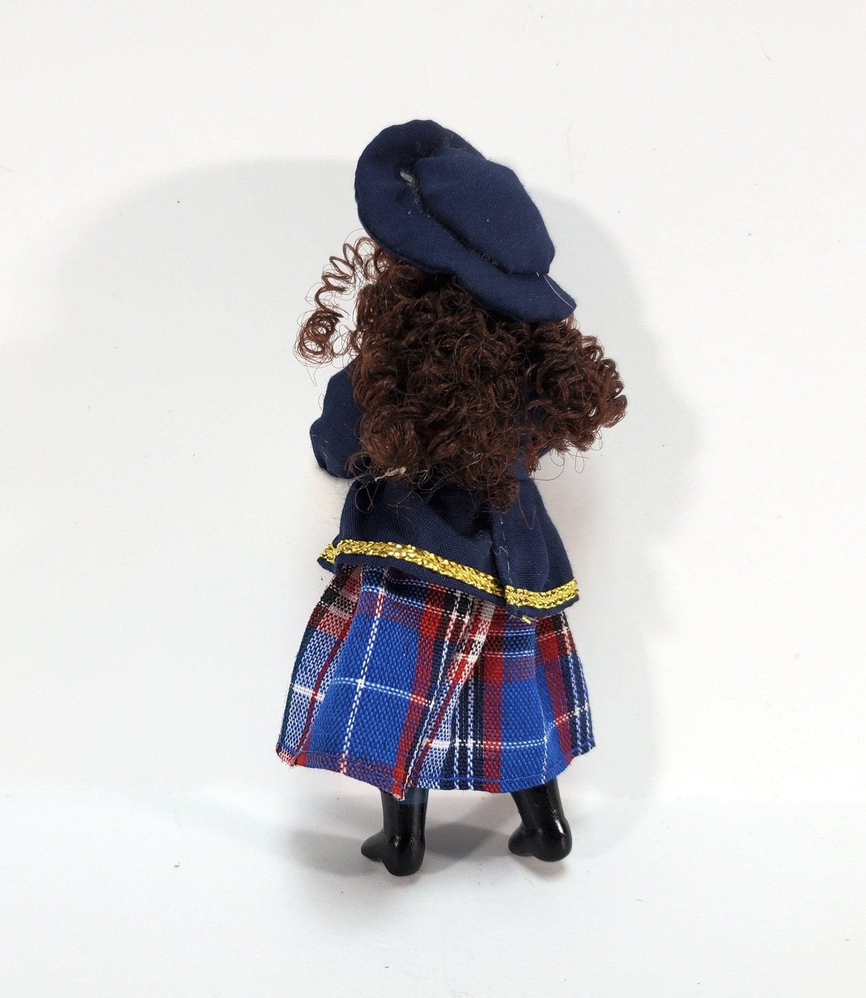 Dollhouse Victorian Girl in Blue with Hand Muff Porcelain 1:12 Scale Miniature Family - Miniature Crush