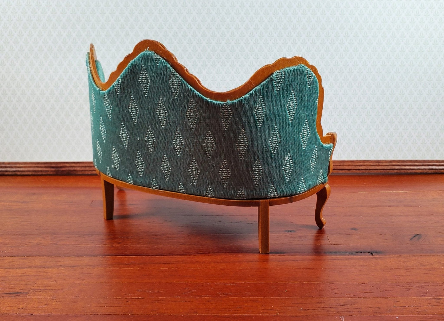 Dollhouse Victorian Green Sofa Couch 1:12 Scale Miniature Wood Furniture - Miniature Crush