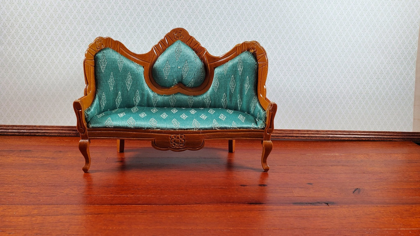 Dollhouse Victorian Green Sofa Couch 1:12 Scale Miniature Wood Furniture - Miniature Crush