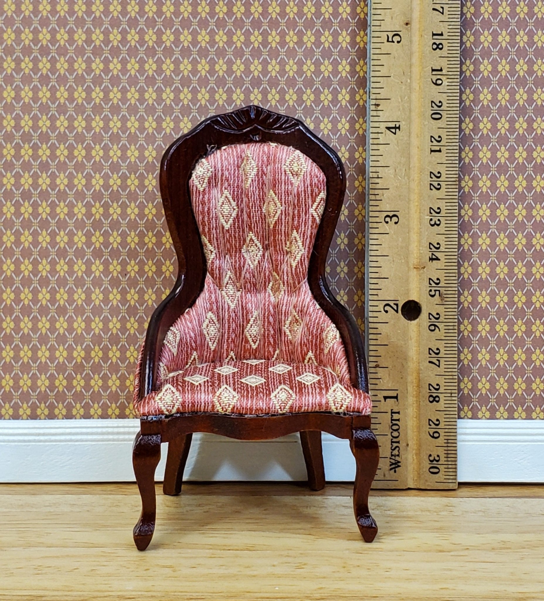 Dollhouse Victorian Living Room Set Sofa Chairs Tables 1:12 Scale Furniture Dark Pink - Miniature Crush